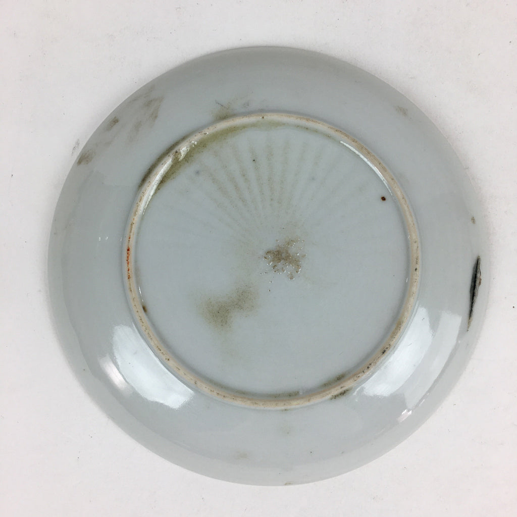 Japanese Porcelain Small Plate Vtg White Plum Blossom Hand Drawn Picture PY43