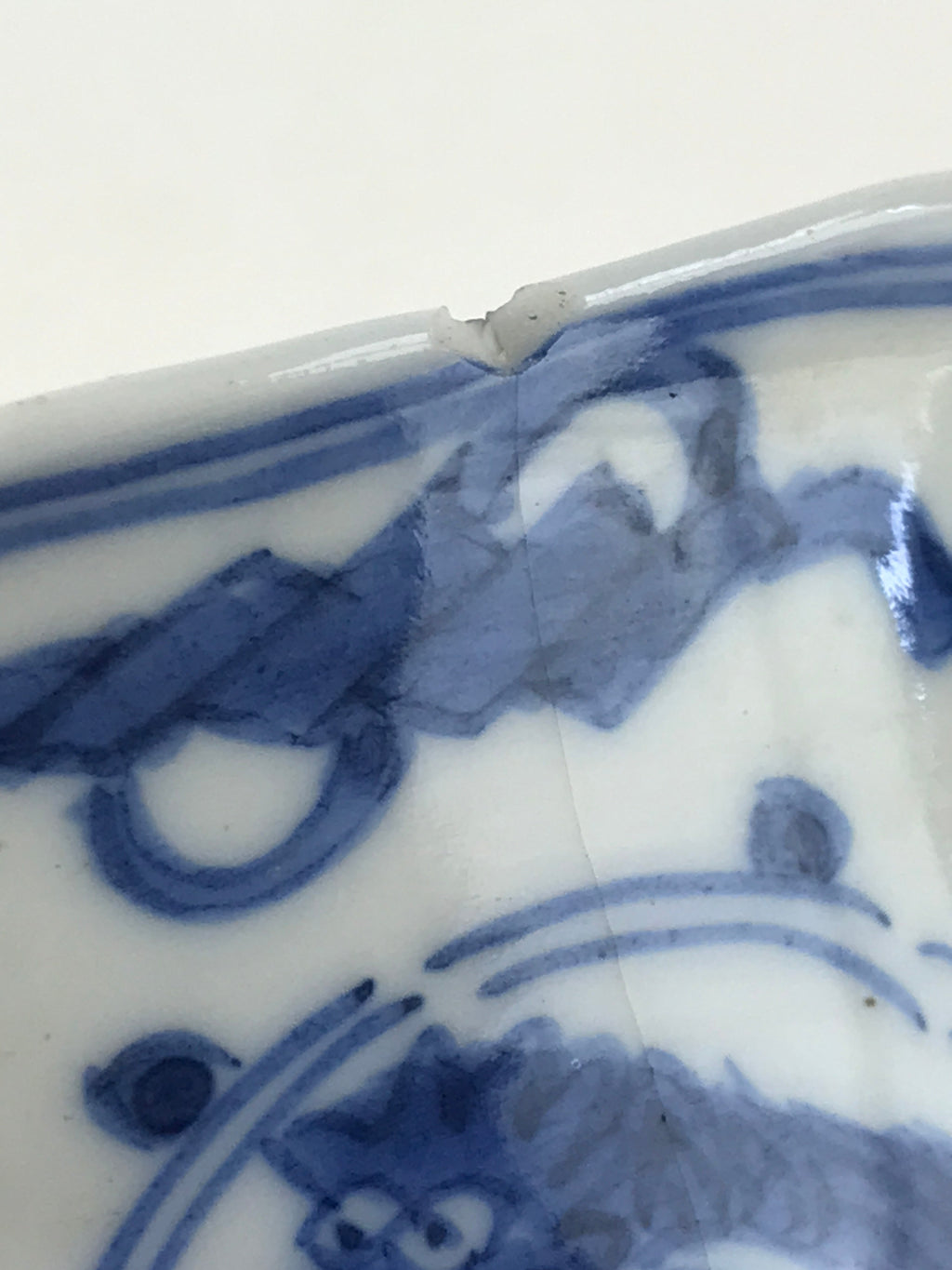Japanese Porcelain Snack Bowl Kashiki Vtg Floral Blue Sometsuke Dragon PY194