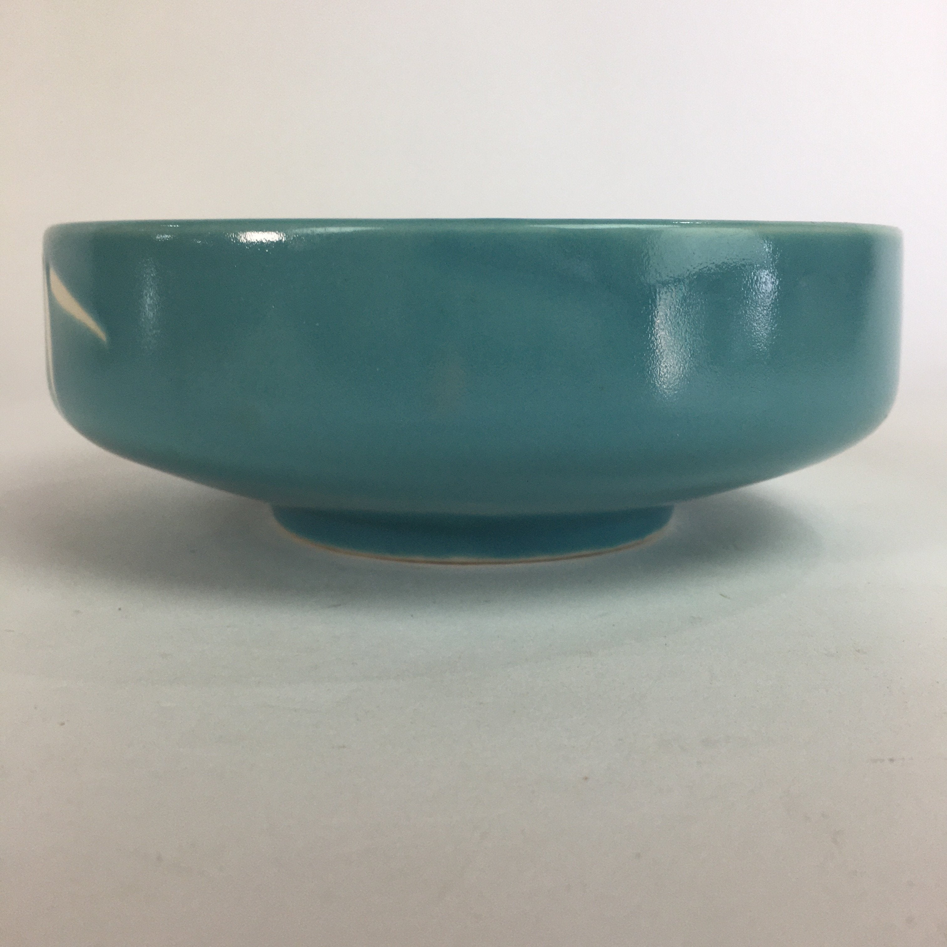 Japanese Porcelain Snack Bowl Kashiki Vtg Pottery Light Blue Round Bamboo PP569