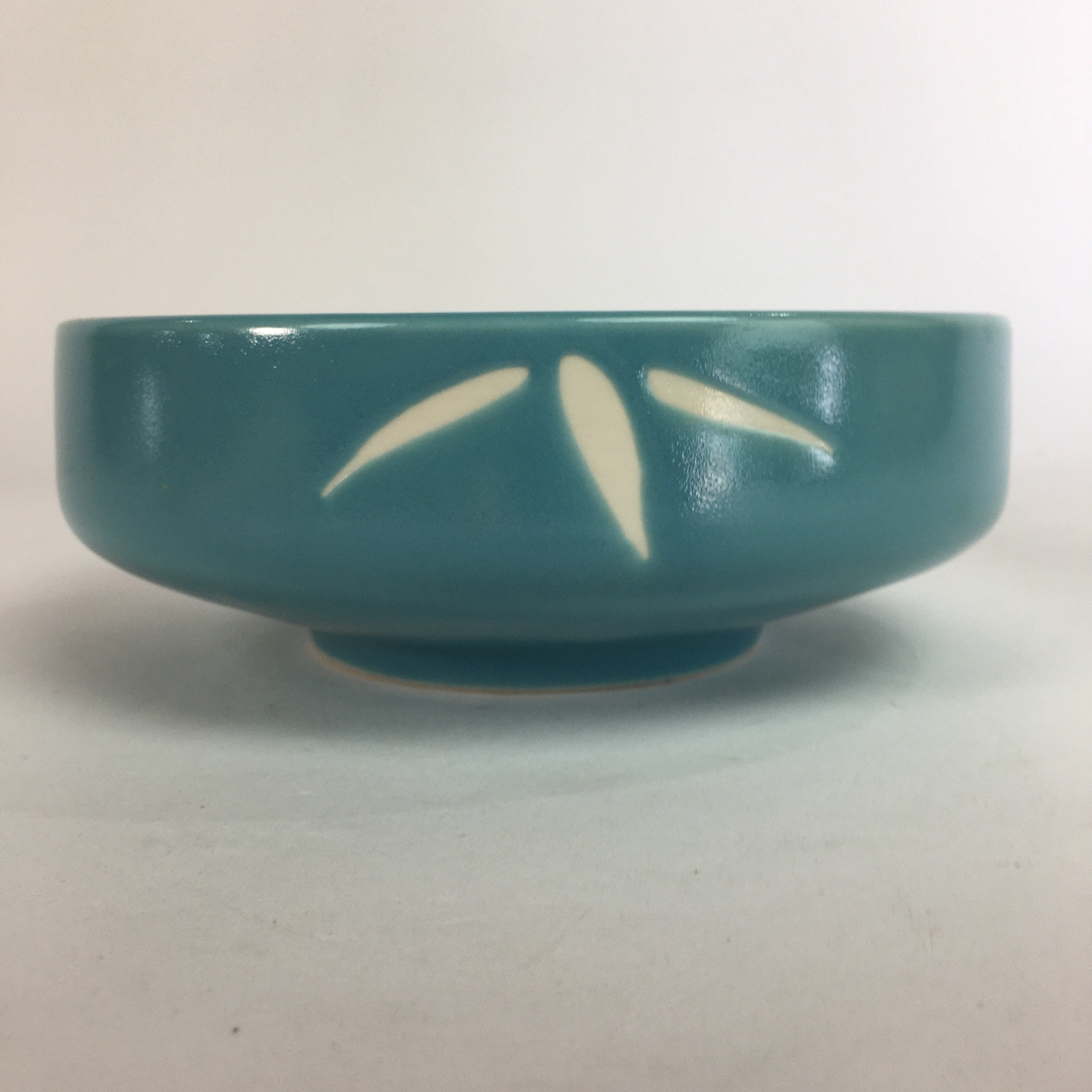 Japanese Porcelain Snack Bowl Kashiki Vtg Pottery Light Blue Round Bamboo PP569