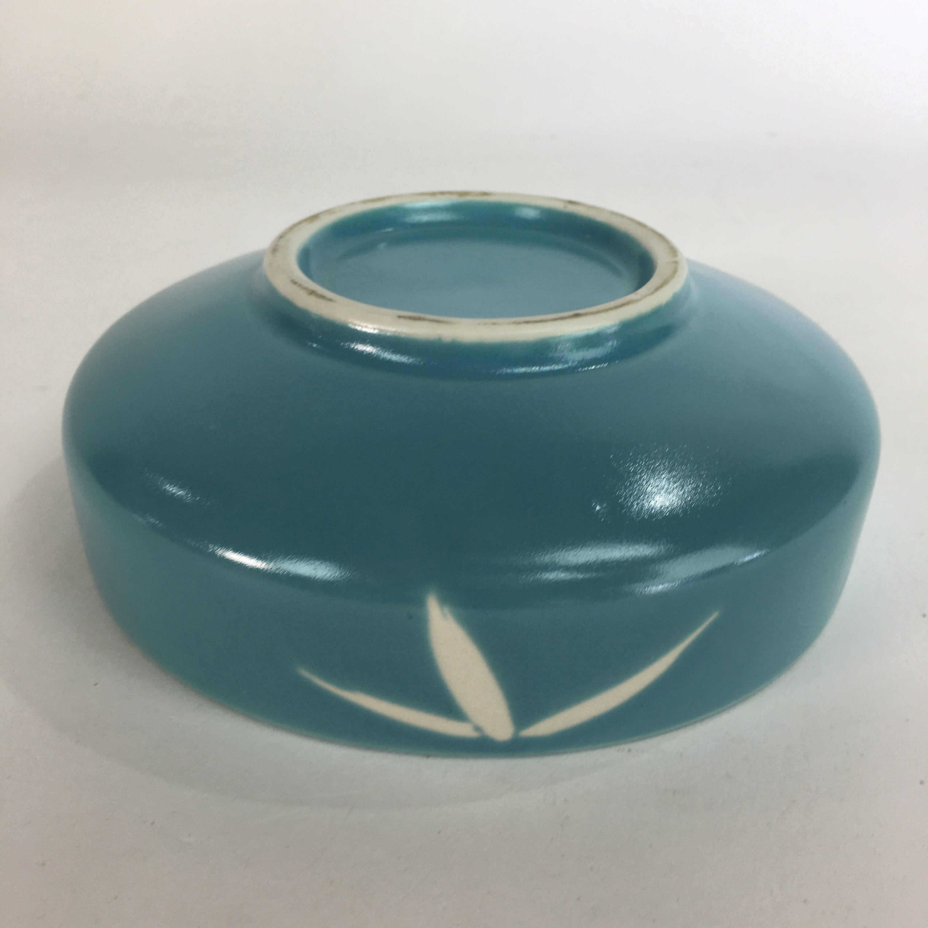 Japanese Porcelain Snack Bowl Kashiki Vtg Pottery Light Blue Round Bamboo PP569