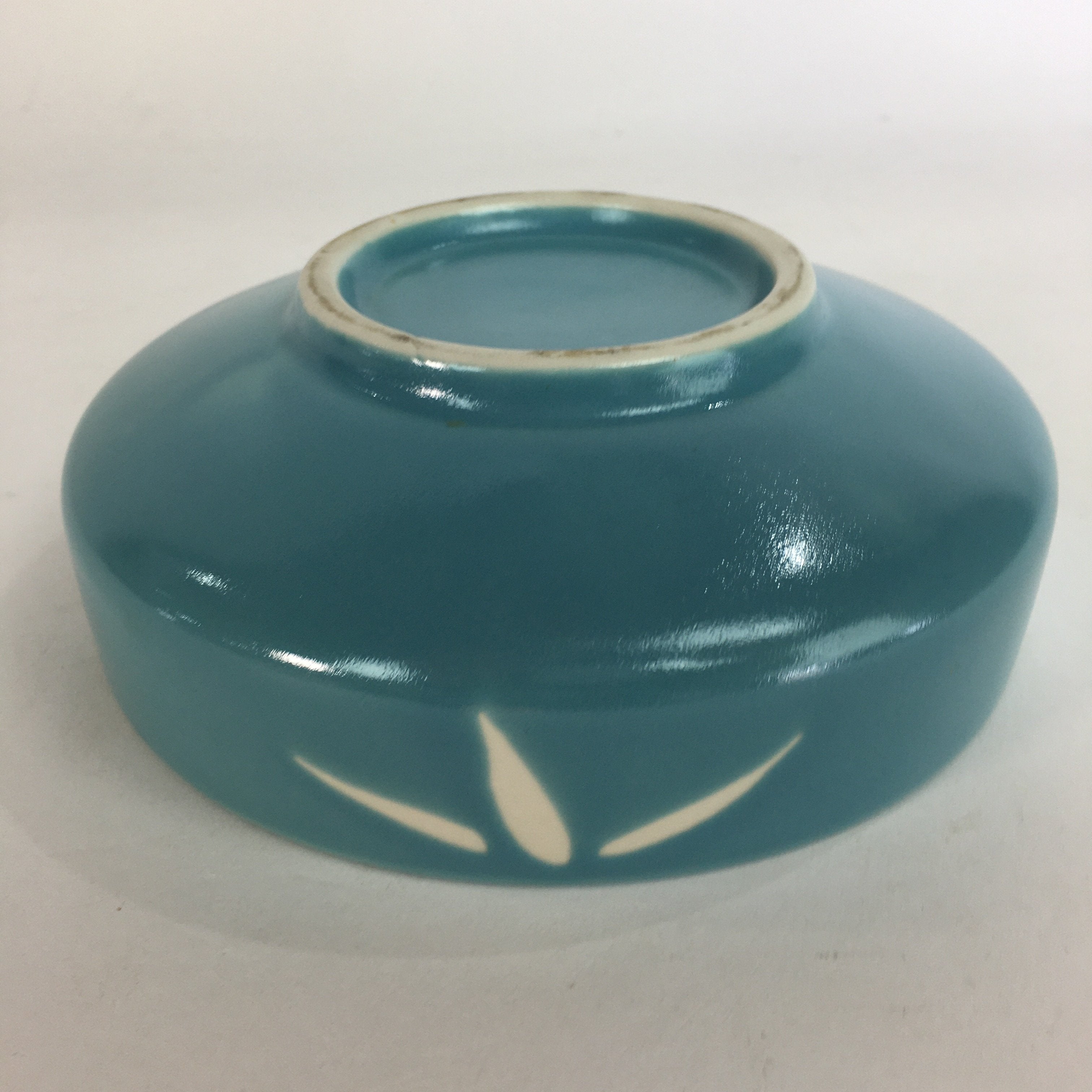Japanese Porcelain Snack Bowl Kashiki Vtg Pottery Light Blue Round Bamboo PP569