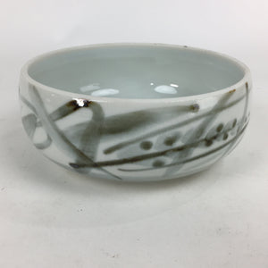 Japanese Porcelain Snack Bowl Kashiki Vtg Pottery Round Black Brush Design PP77