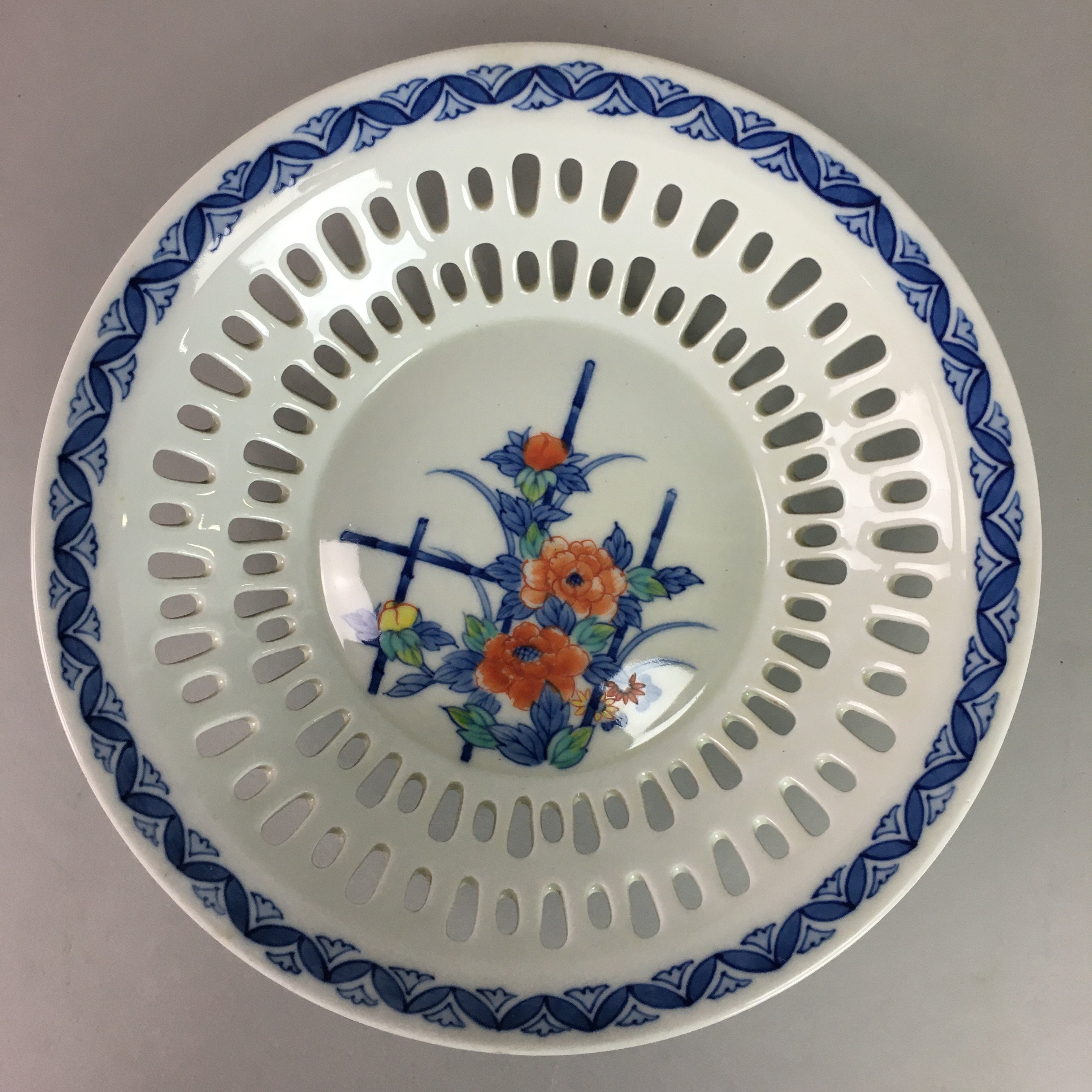 Japanese Porcelain Snack Bowl Nabeshima Vtg Kashiki Blue White Tea Ceremony PP12
