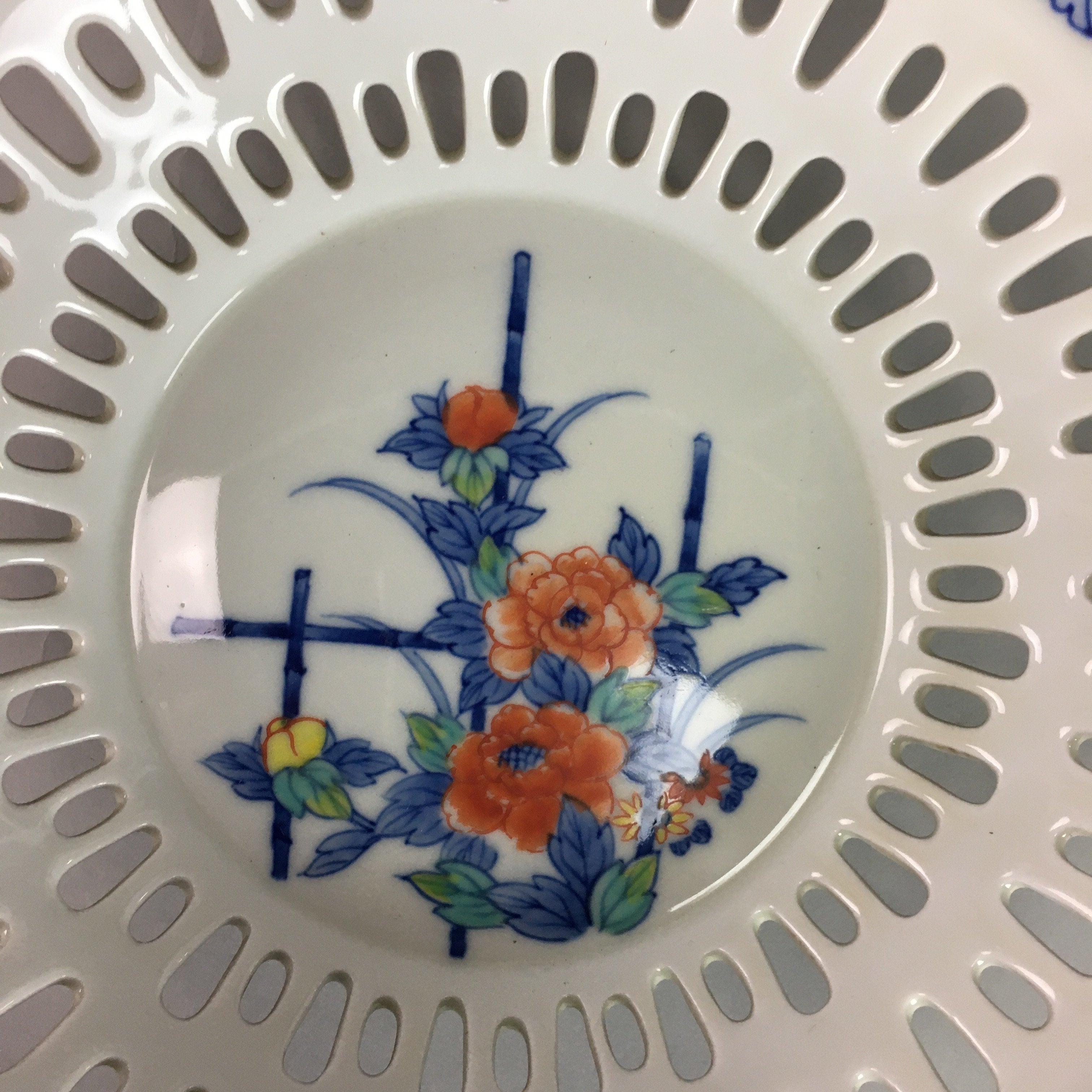 Japanese Porcelain Snack Bowl Nabeshima Vtg Kashiki Blue White Tea Ceremony PP12