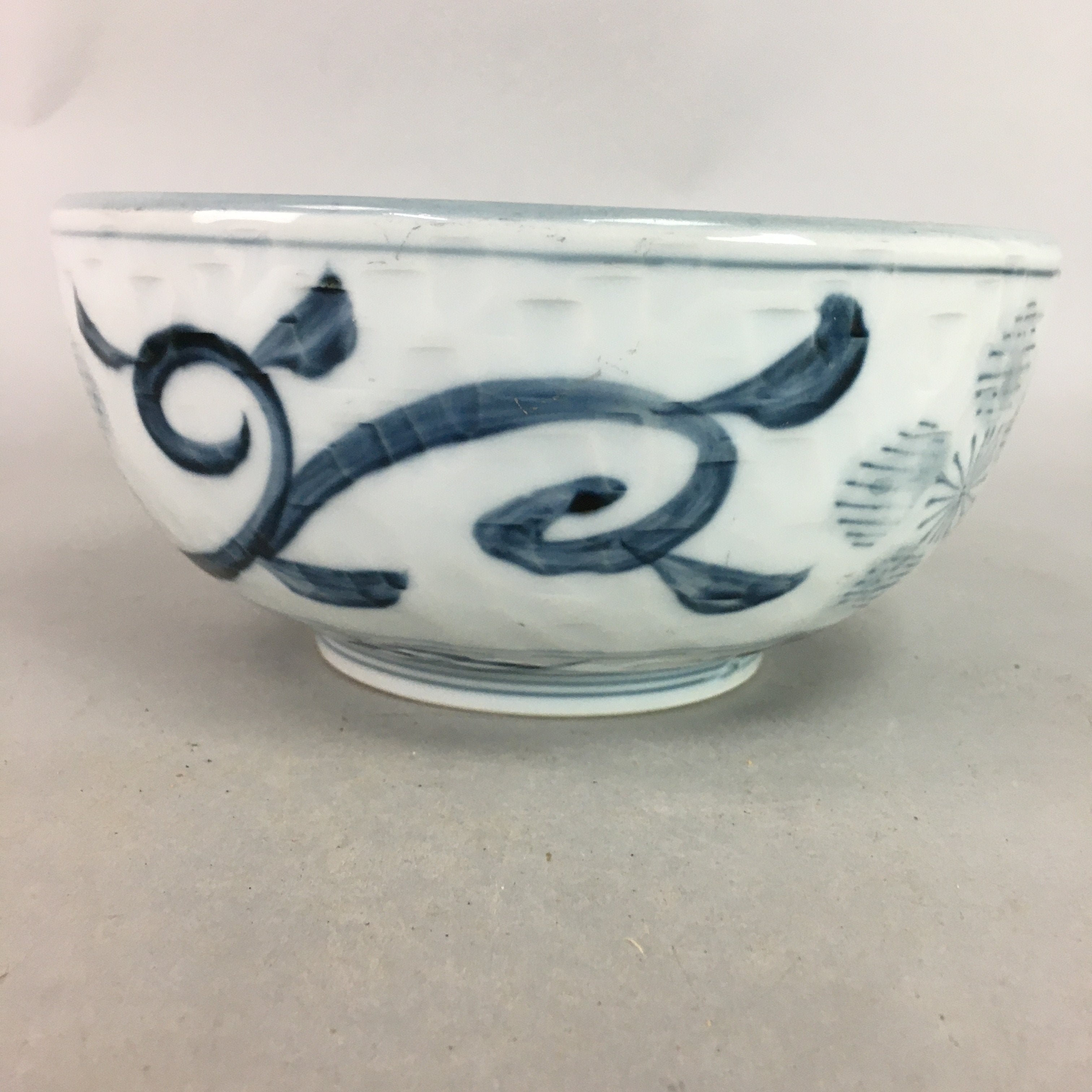 Japanese Porcelain Snack Bowl Vtg Kashiki Blue White Sometsuke Tea Ceremony PP7