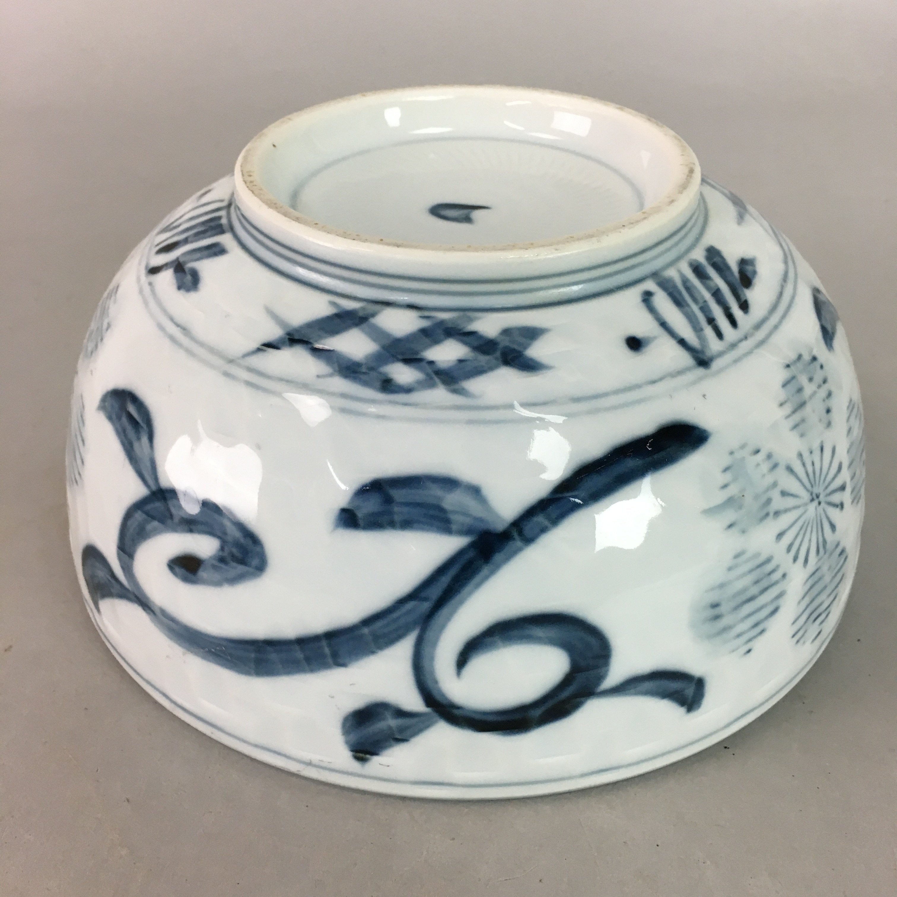 Japanese Porcelain Snack Bowl Vtg Kashiki Blue White Sometsuke Tea Ceremony PP7