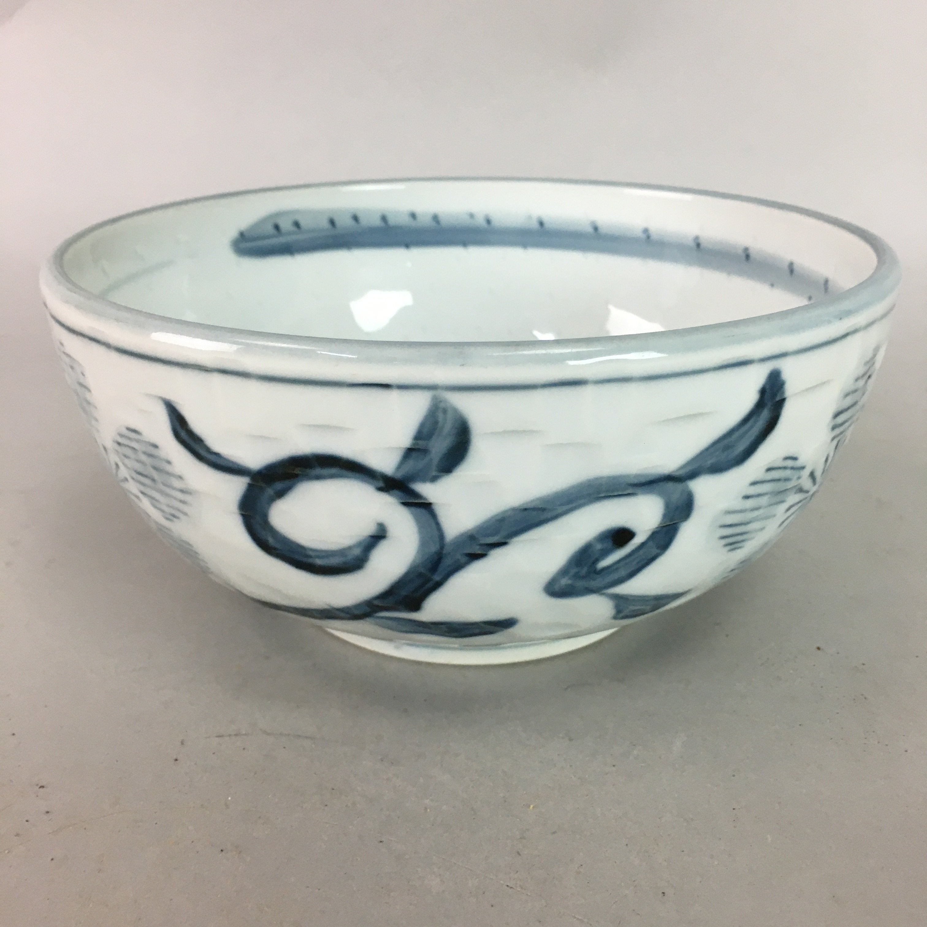 Japanese Porcelain Snack Bowl Vtg Kashiki Blue White Sometsuke Tea Ceremony PP7