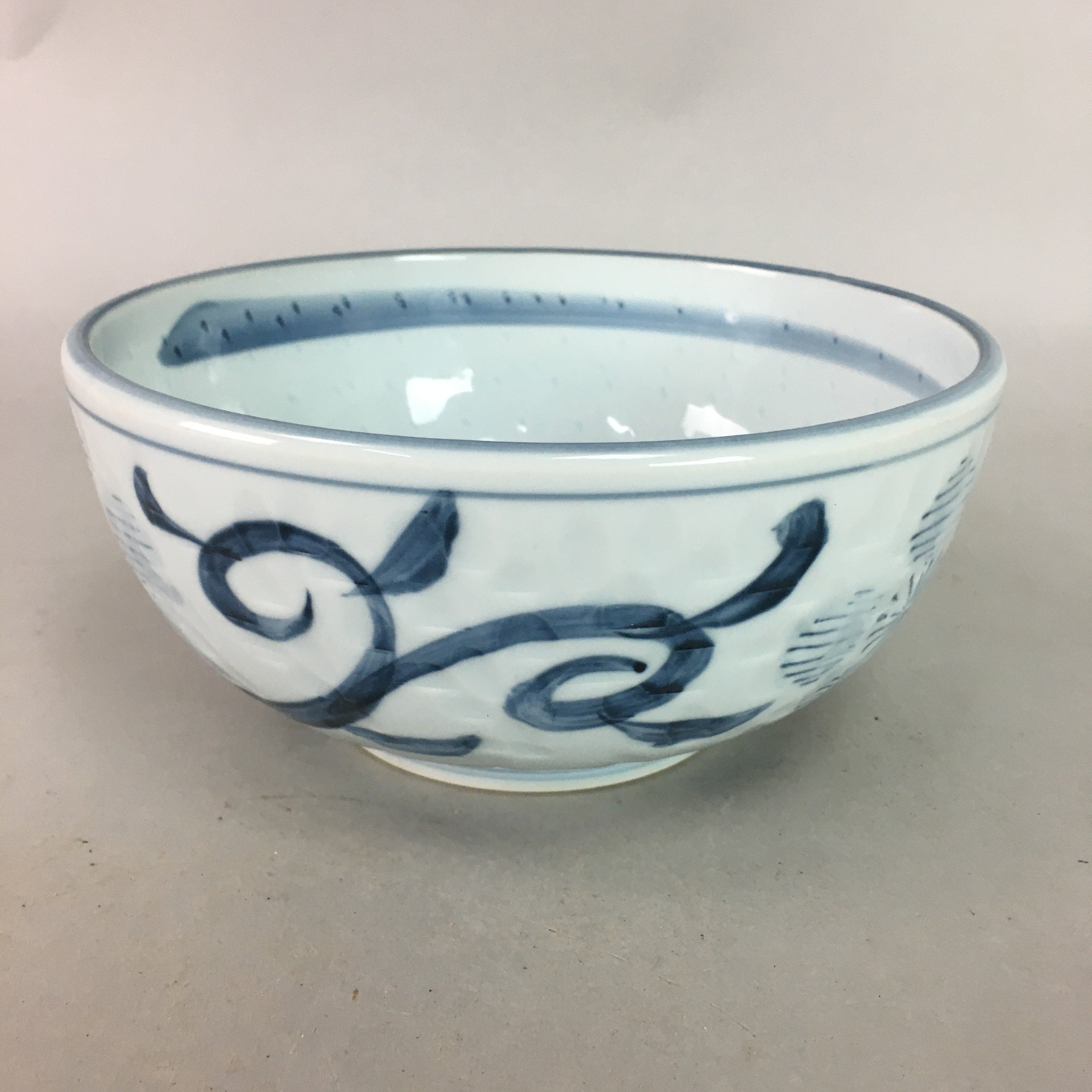 Japanese Porcelain Snack Bowl Vtg Kashiki Blue White Sometsuke Tea Ceremony PP8