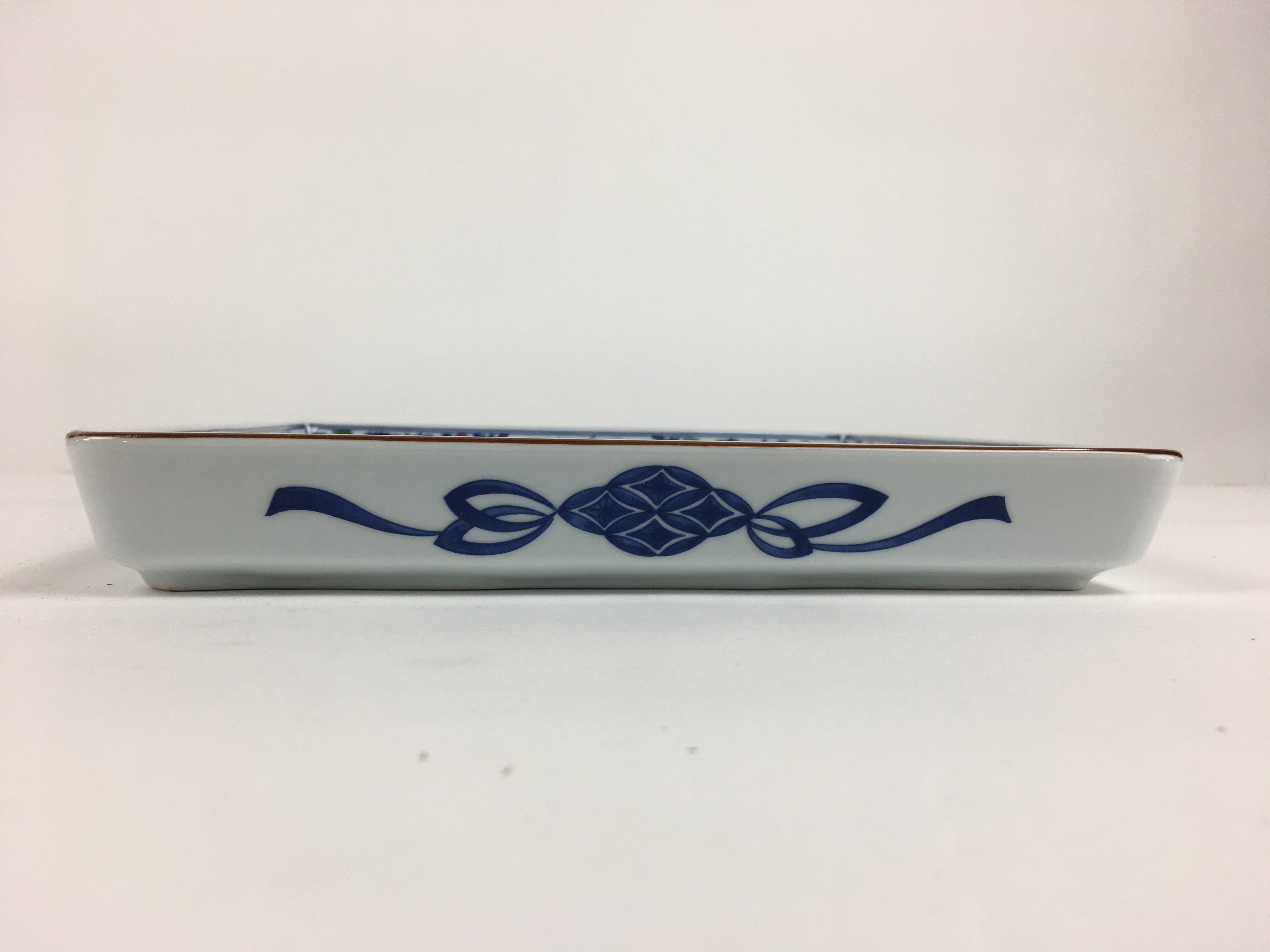 Japanese Porcelain Sometsuke Plate Vtg Tachikichi Square Boxed Birds PX591