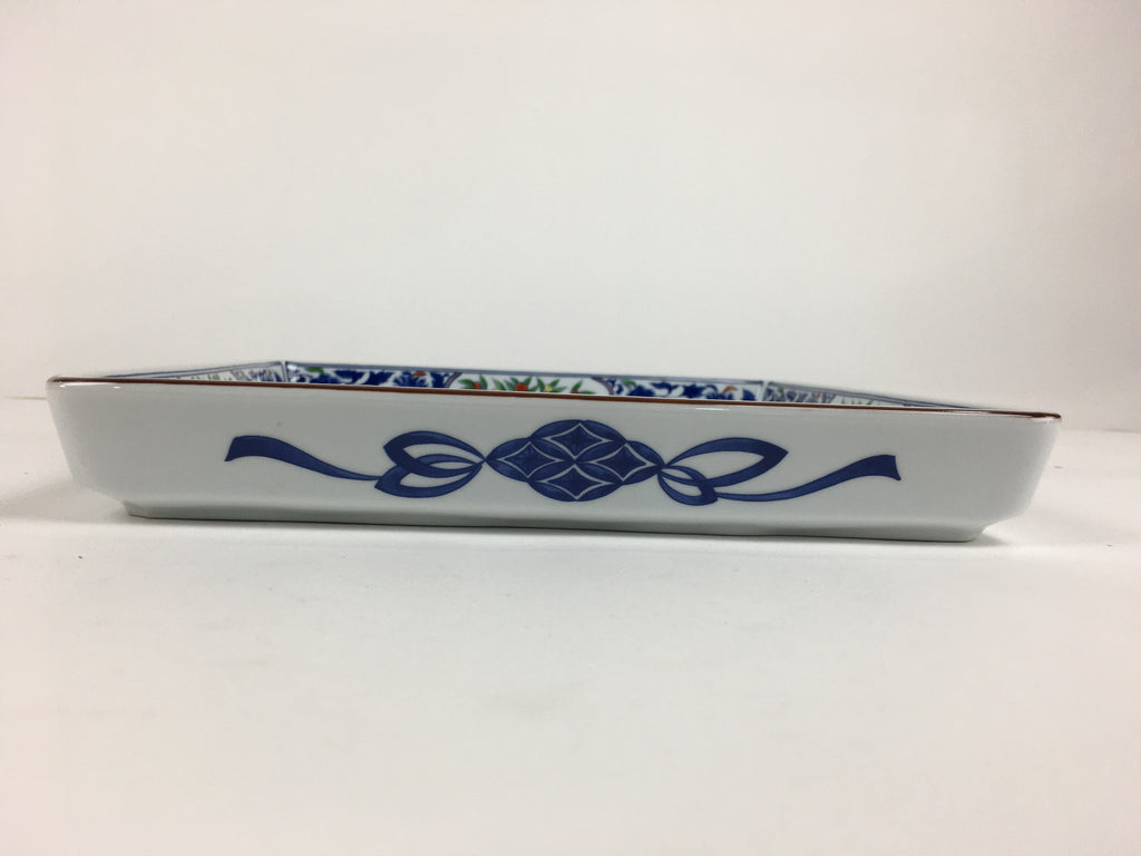 Japanese Porcelain Sometsuke Plate Vtg Tachikichi Square Boxed Birds PX591