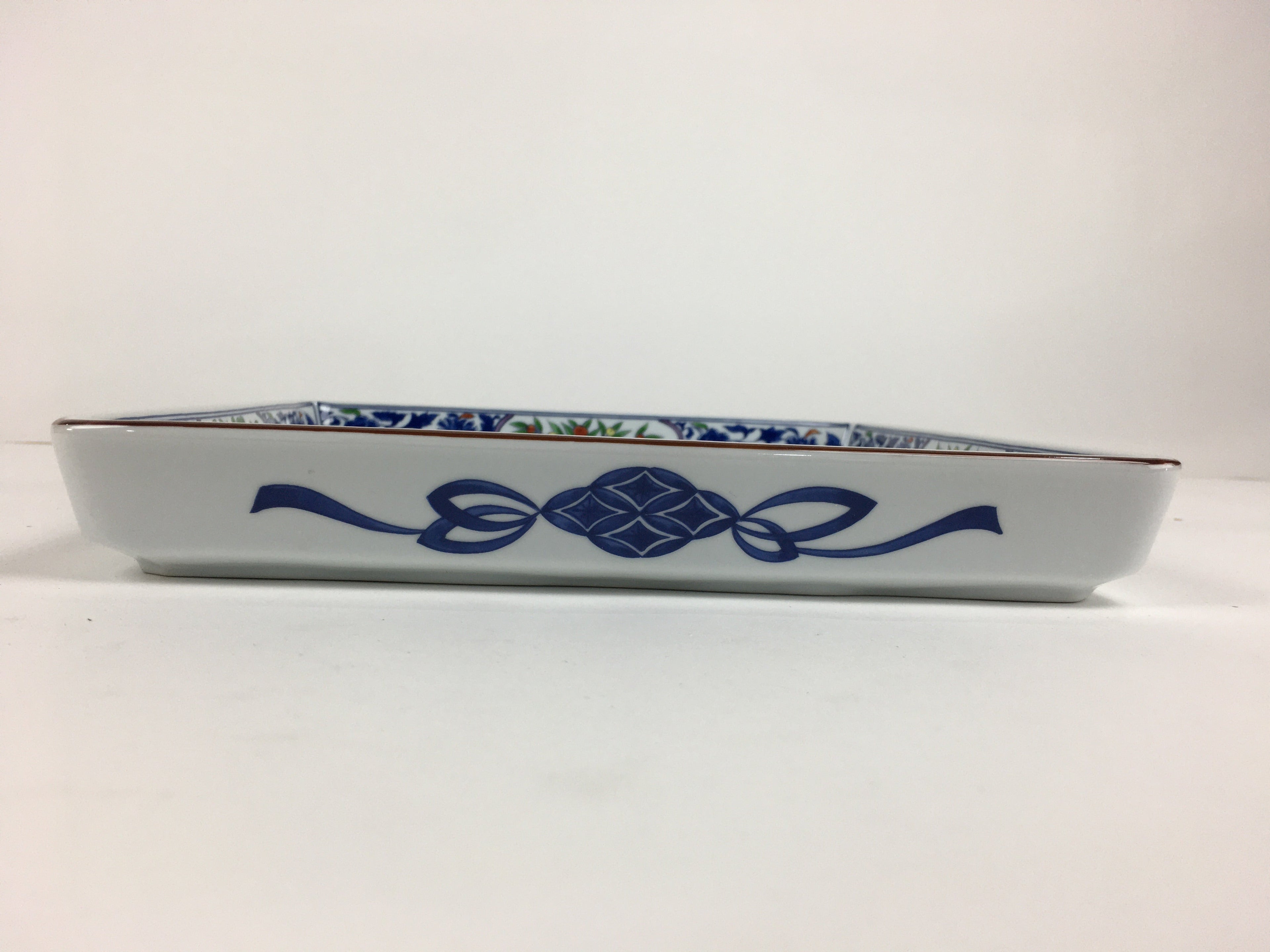 Japanese Porcelain Sometsuke Plate Vtg Tachikichi Square Boxed Birds PX591