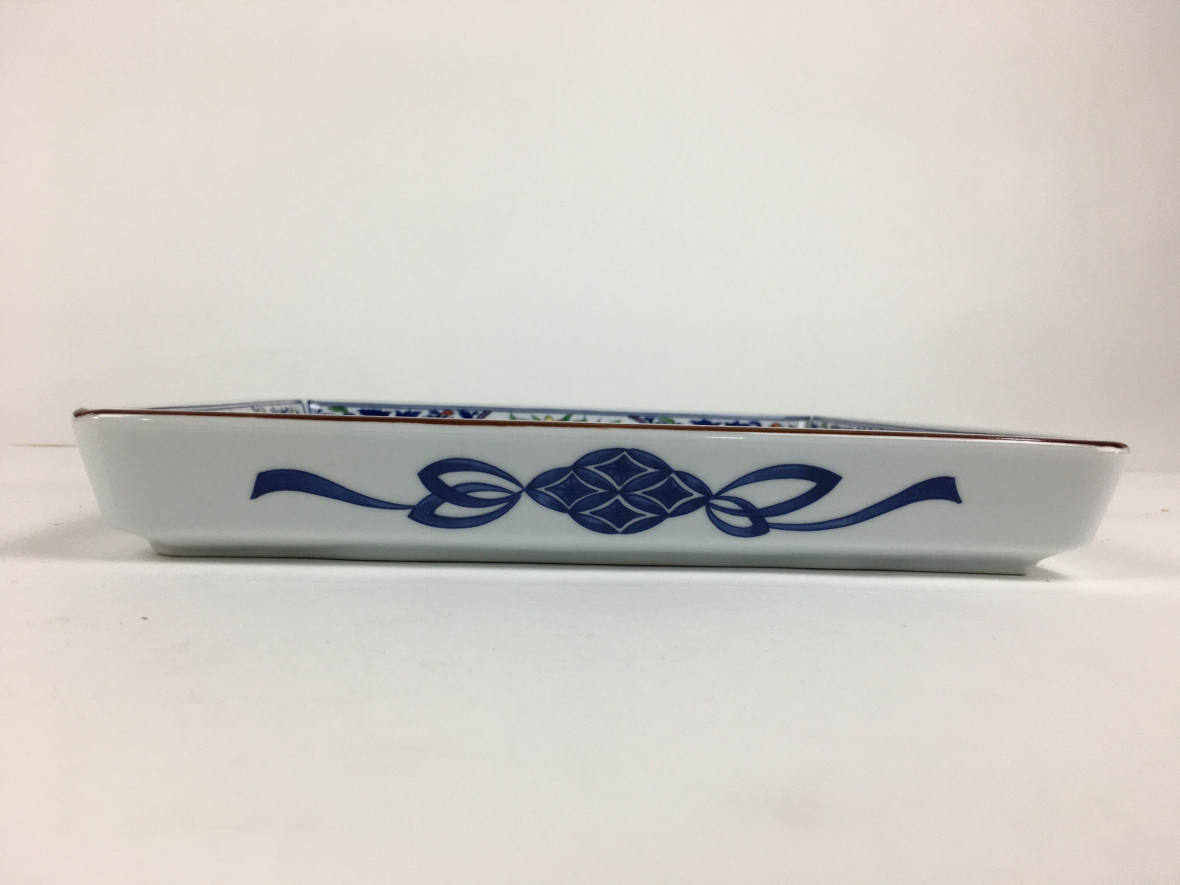 Japanese Porcelain Sometsuke Plate Vtg Tachikichi Square Boxed Birds PX591