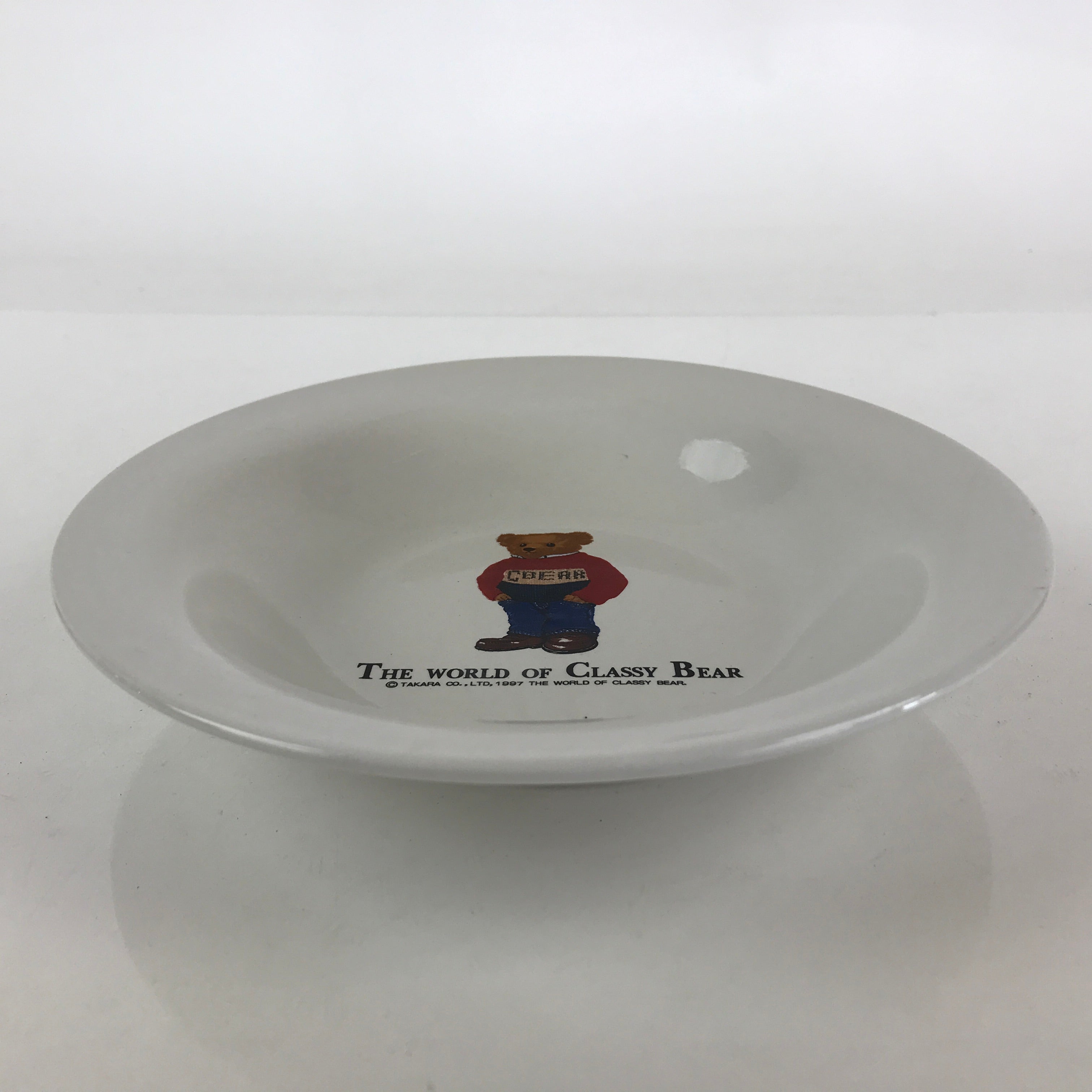 Japanese Porcelain Soup Bowl Vtg Deep Plate The World Of Classy Bear White PY223