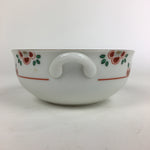 Japanese Porcelain Soup Bowl Vtg Tachikichi Round Handles Flower PP926