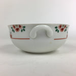 Japanese Porcelain Soup Bowl Vtg Tachikichi Round Handles Flower PP926
