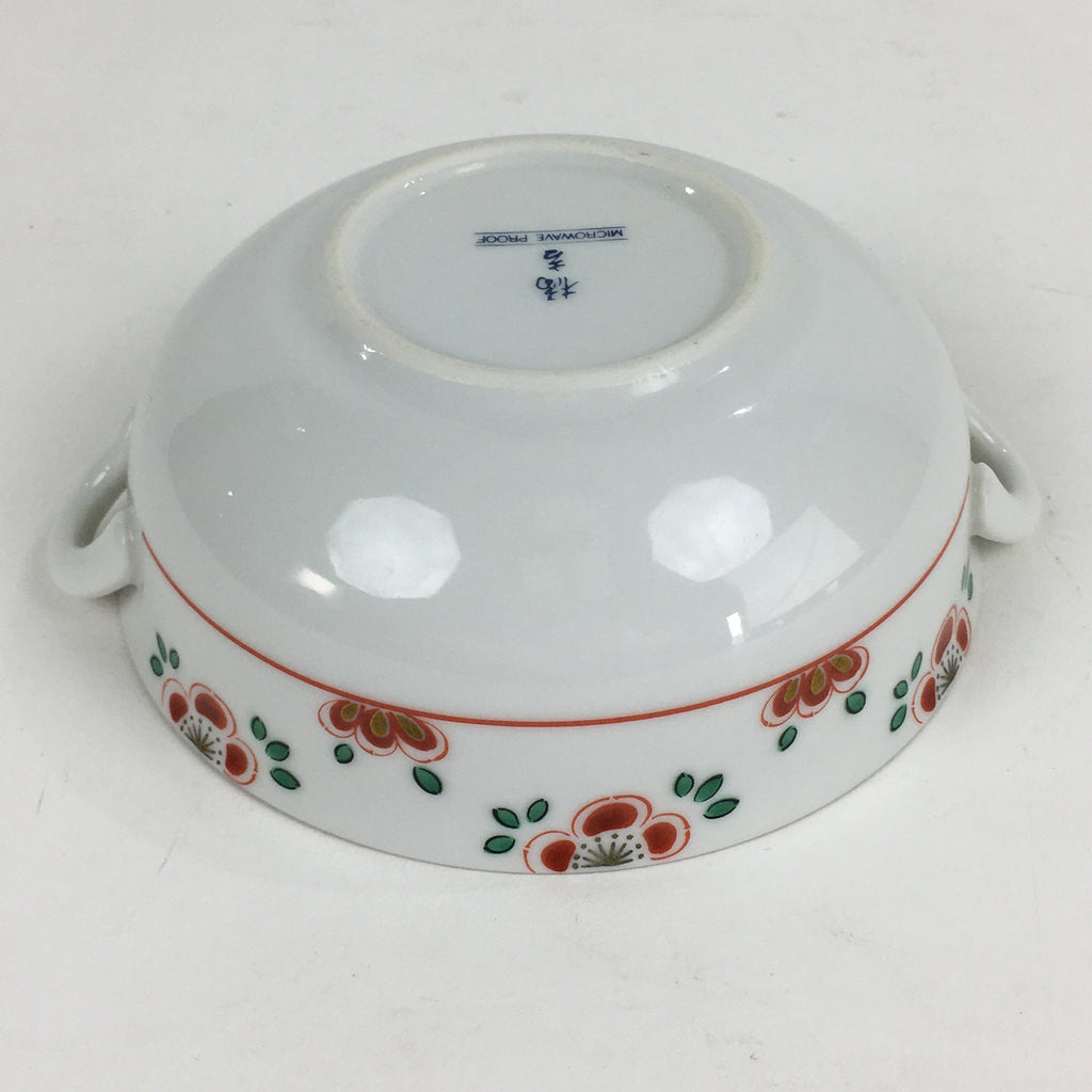 Japanese Porcelain Soup Bowl Vtg Tachikichi Round Handles Flower PP927