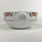 Japanese Porcelain Soup Bowl Vtg Tachikichi Round Handles Flower PP927