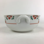 Japanese Porcelain Soup Bowl Vtg Tachikichi Round Handles Flower PP927