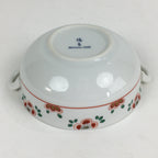 Japanese Porcelain Soup Bowl Vtg Tachikichi Round Handles Flower PP927