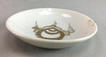 Japanese Porcelain Soy Sauce Dipping Dish Plate Vtg Kozara Gold Crest Chip PT210