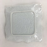 Japanese Porcelain Square Plate Vtg Pink Flower Crumpled Design Kozara QT118