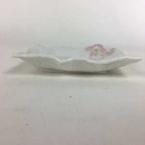 Japanese Porcelain Square Plate Vtg Pink Flower Crumpled Design Kozara QT118