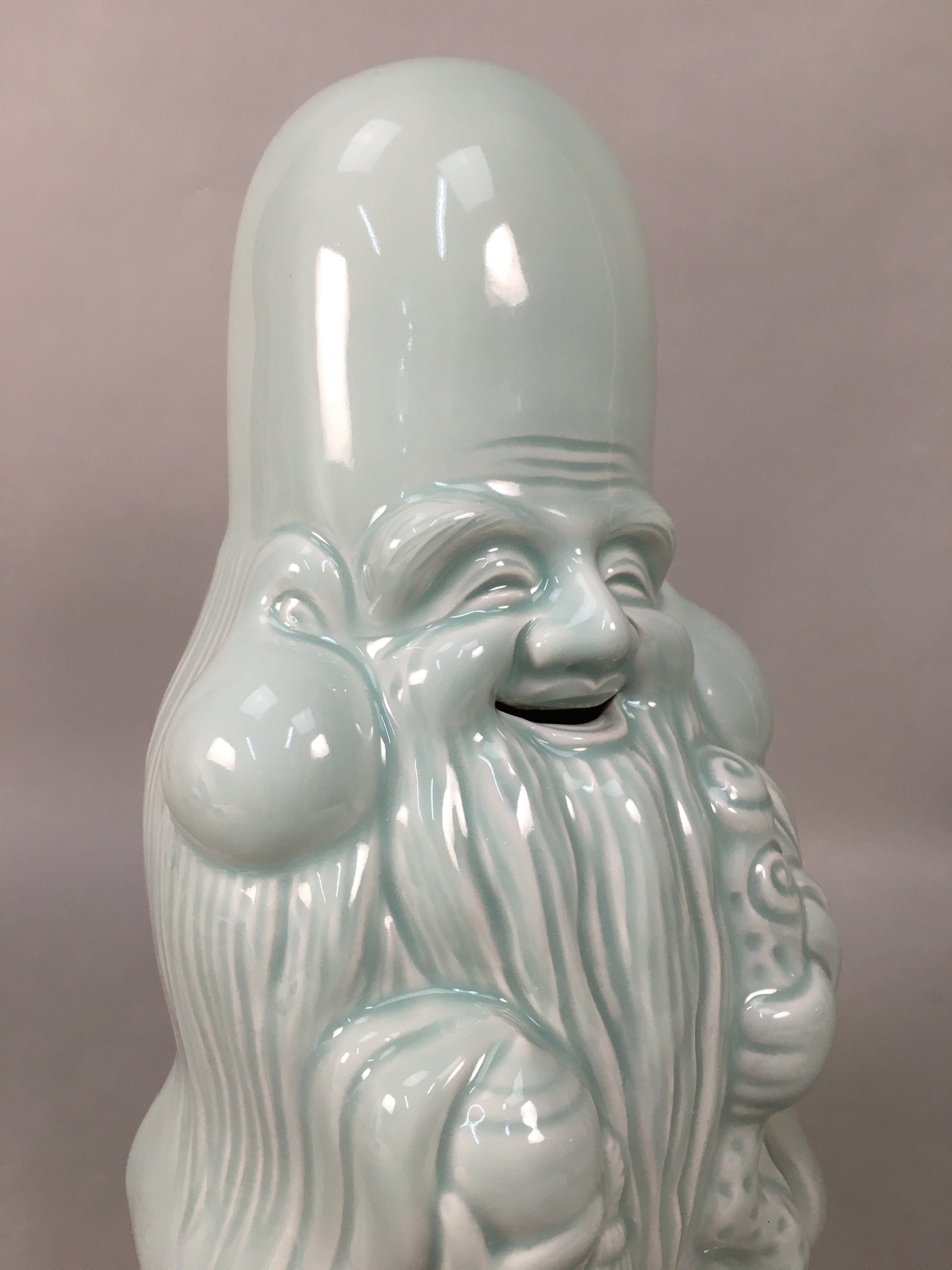 Japanese Porcelain Statue Fukurokuju Vtg 7 Gods Good Fortune Celadon BD602