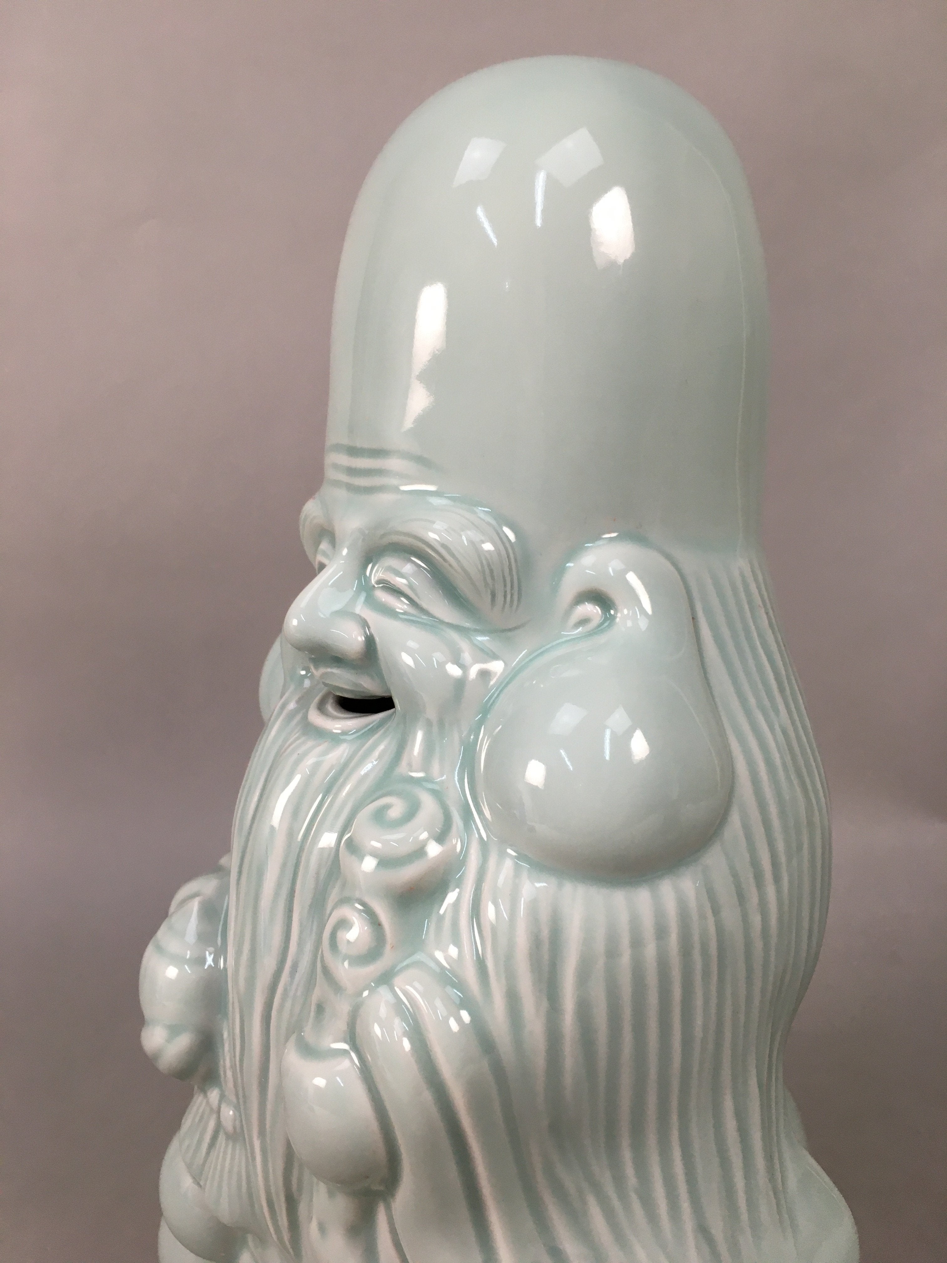 Japanese Porcelain Statue Fukurokuju Vtg 7 Gods Good Fortune Celadon BD602
