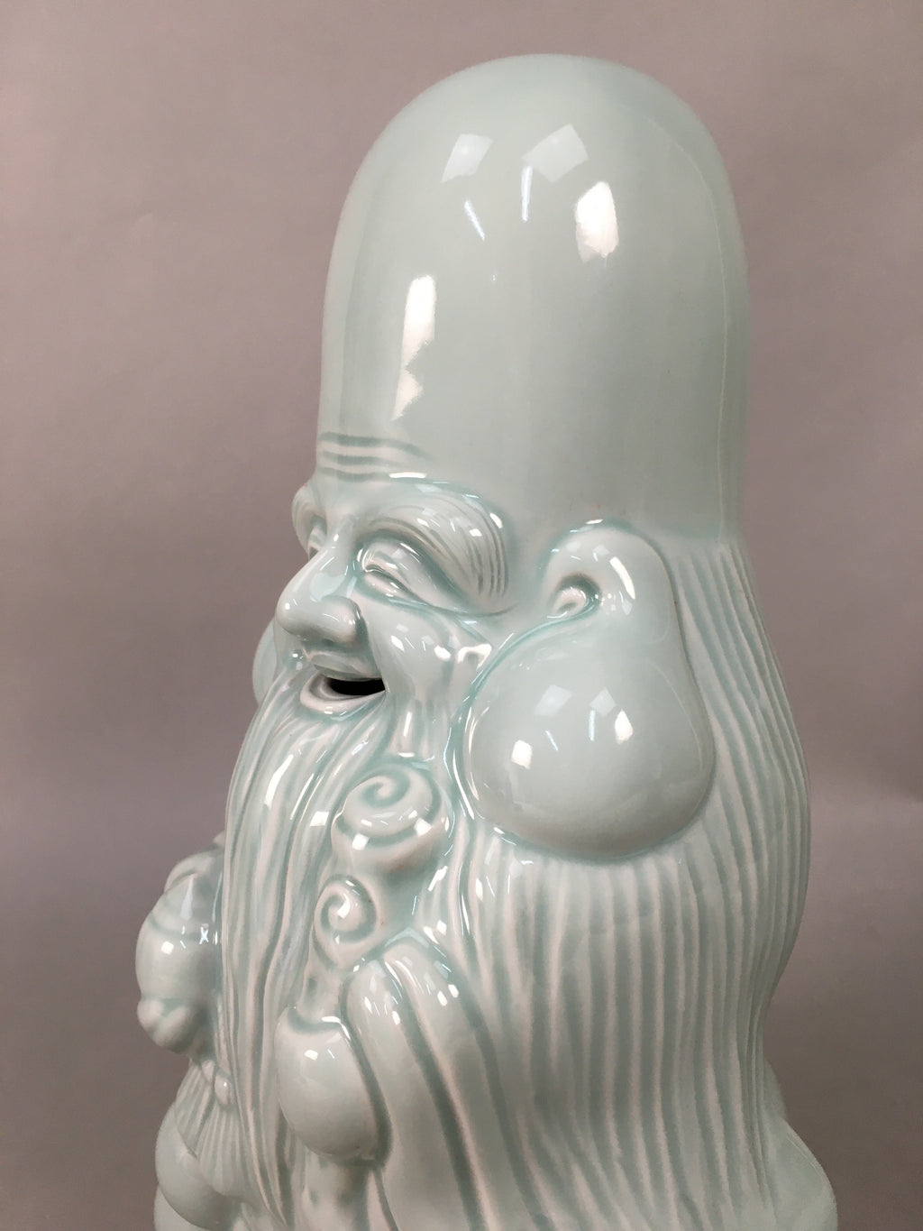 Japanese Porcelain Statue Fukurokuju Vtg 7 Gods Good Fortune Celadon BD602