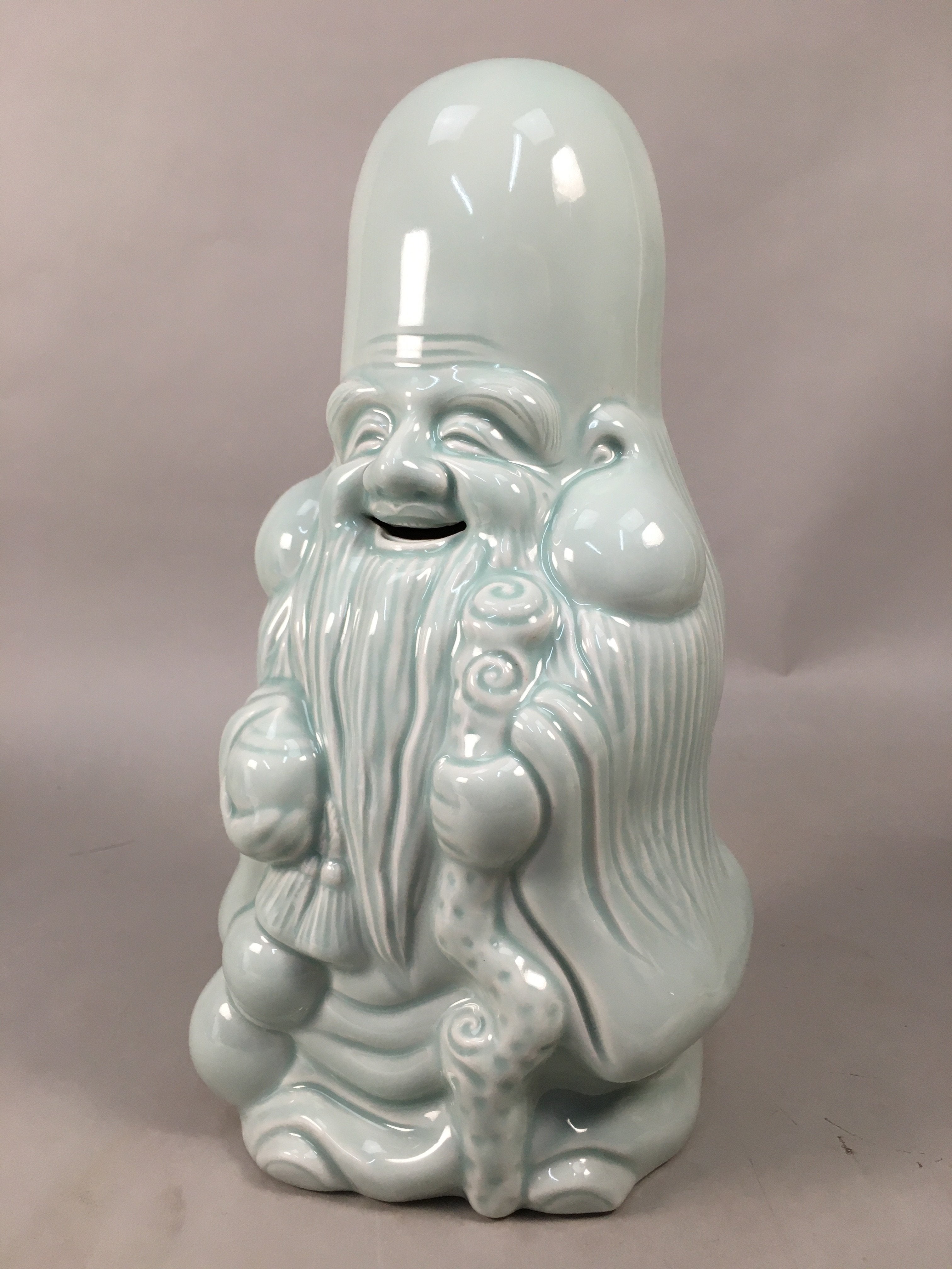 Japanese Porcelain Statue Fukurokuju Vtg 7 Gods Good Fortune Celadon BD602