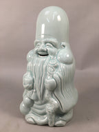 Japanese Porcelain Statue Fukurokuju Vtg 7 Gods Good Fortune Celadon BD602