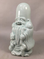 Japanese Porcelain Statue Fukurokuju Vtg 7 Gods Good Fortune Celadon BD602