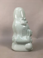 Japanese Porcelain Statue Fukurokuju Vtg 7 Gods Good Fortune Celadon BD602