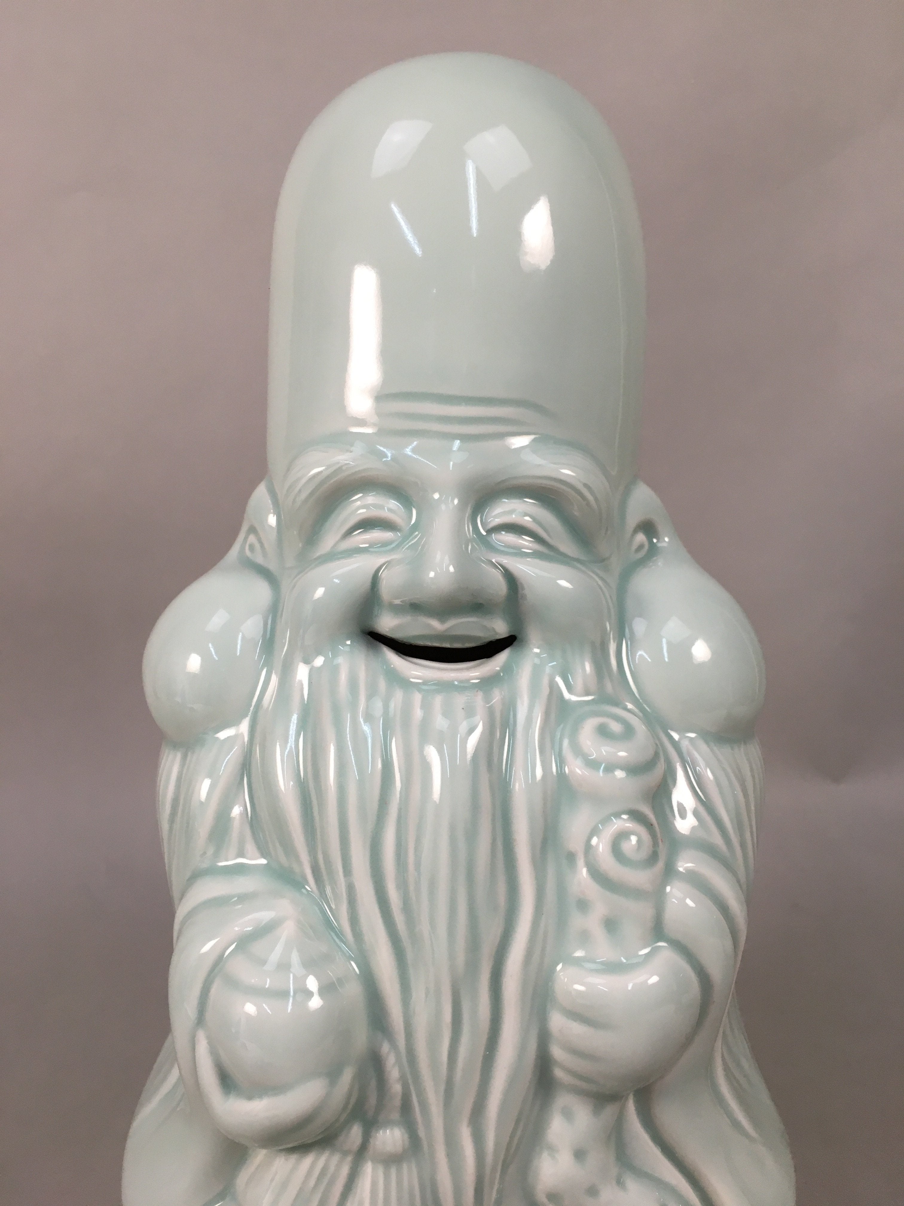 Japanese Porcelain Statue Fukurokuju Vtg 7 Gods Good Fortune Celadon BD602