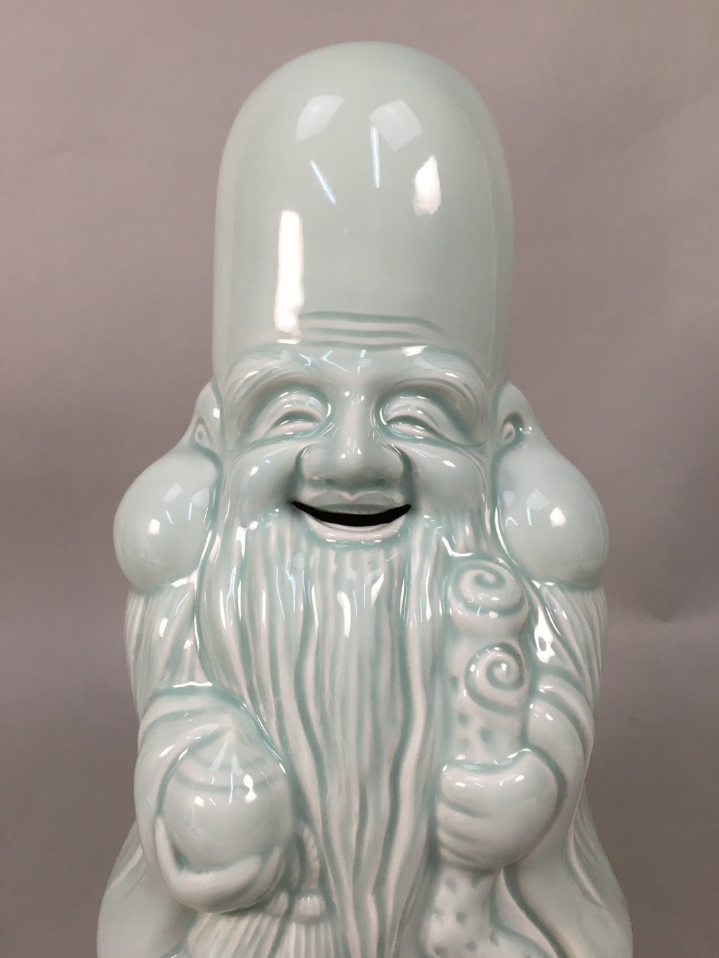 Japanese Porcelain Statue Fukurokuju Vtg 7 Gods Good Fortune Celadon BD602