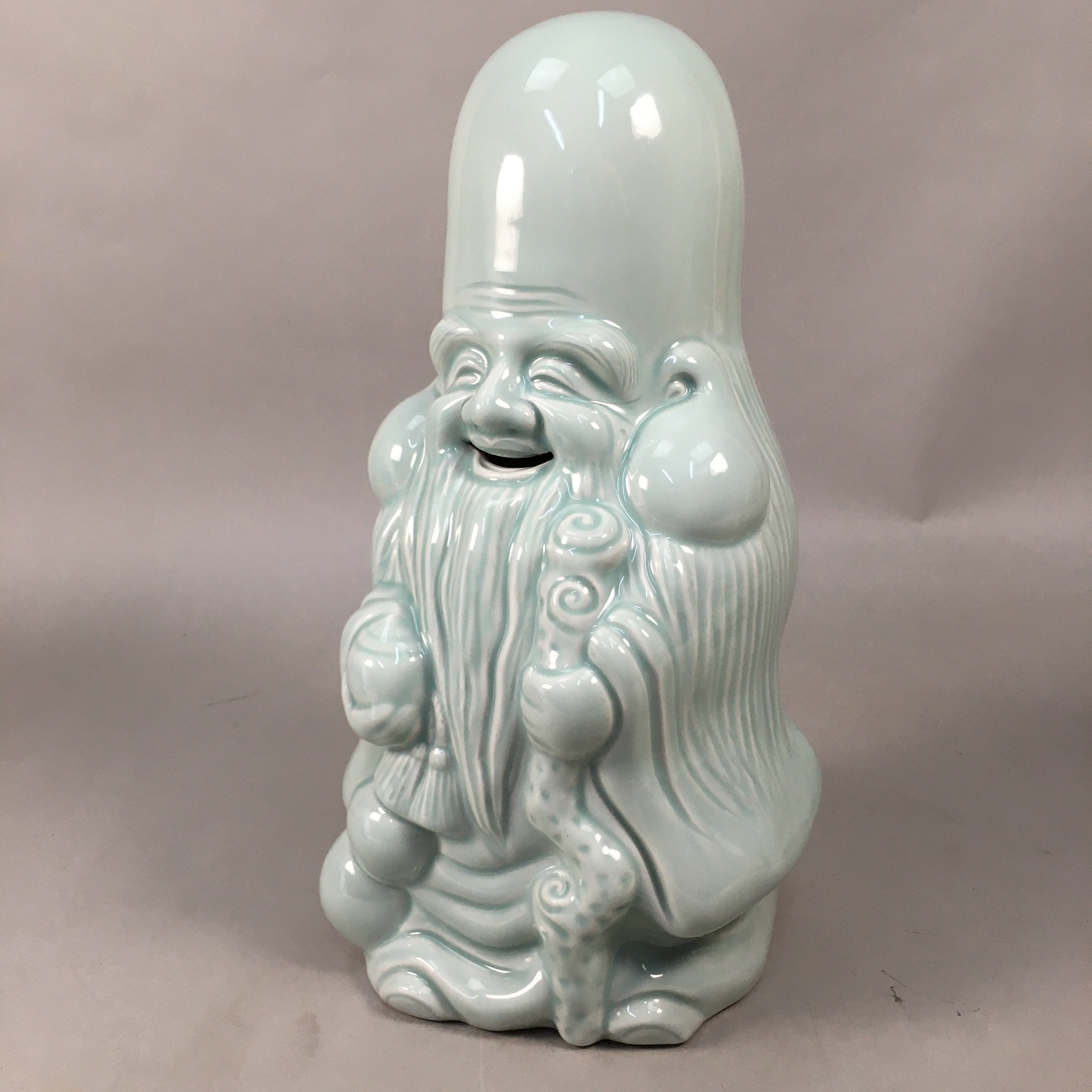 Japanese Porcelain Statue Fukurokuju Vtg 7 Gods Good Fortune Celadon BD602