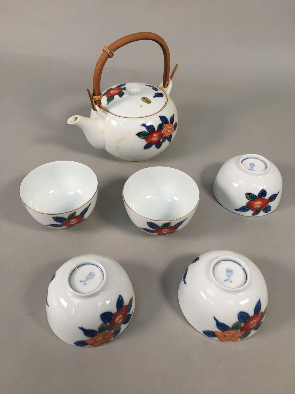 Japanese Porcelain Tea Set Arita ware Cup Pot Vtg Yunomi Kyusu Sencha PX533