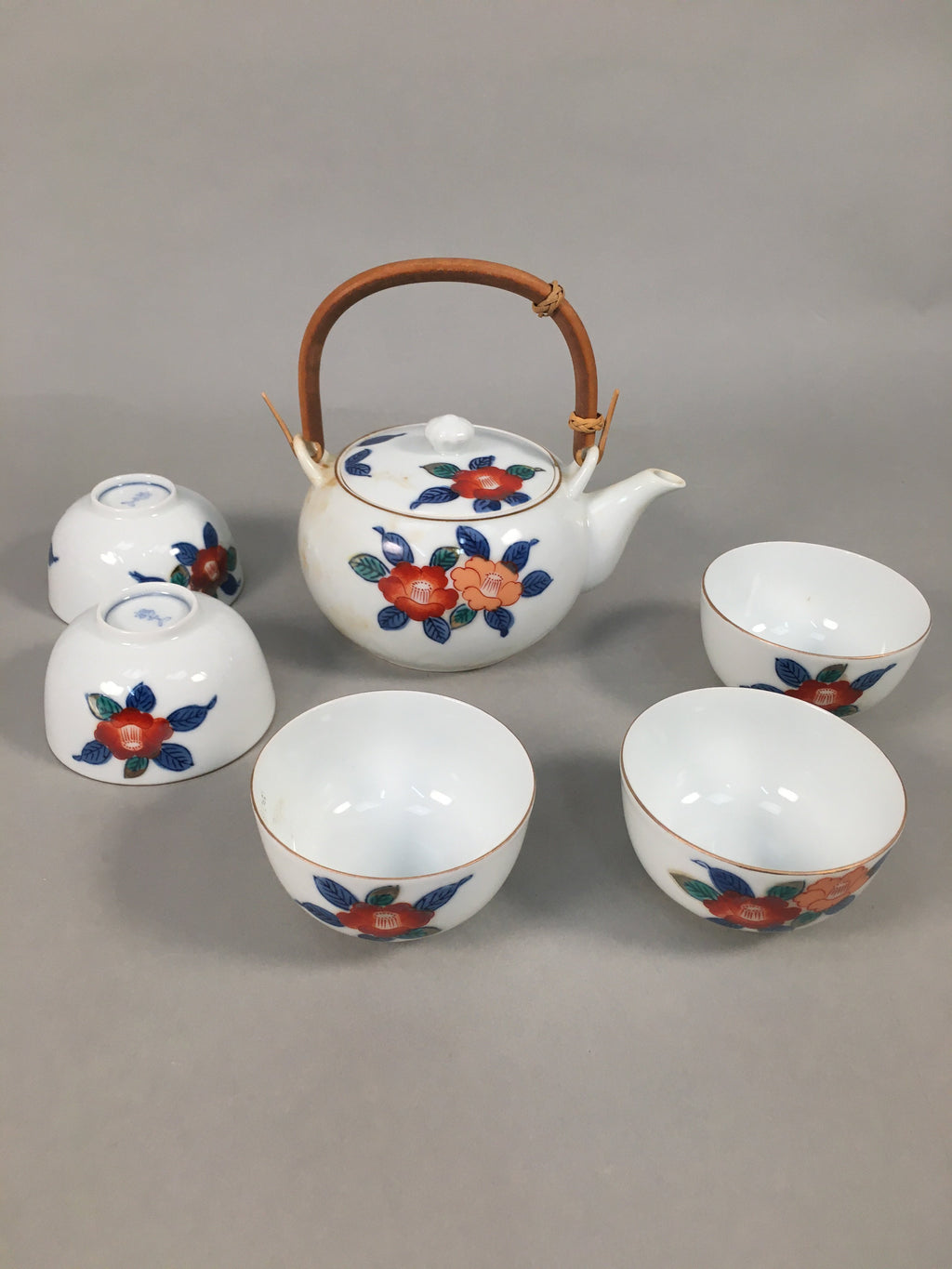 Japanese Porcelain Tea Set Arita ware Cup Pot Vtg Yunomi Kyusu Sencha PX533