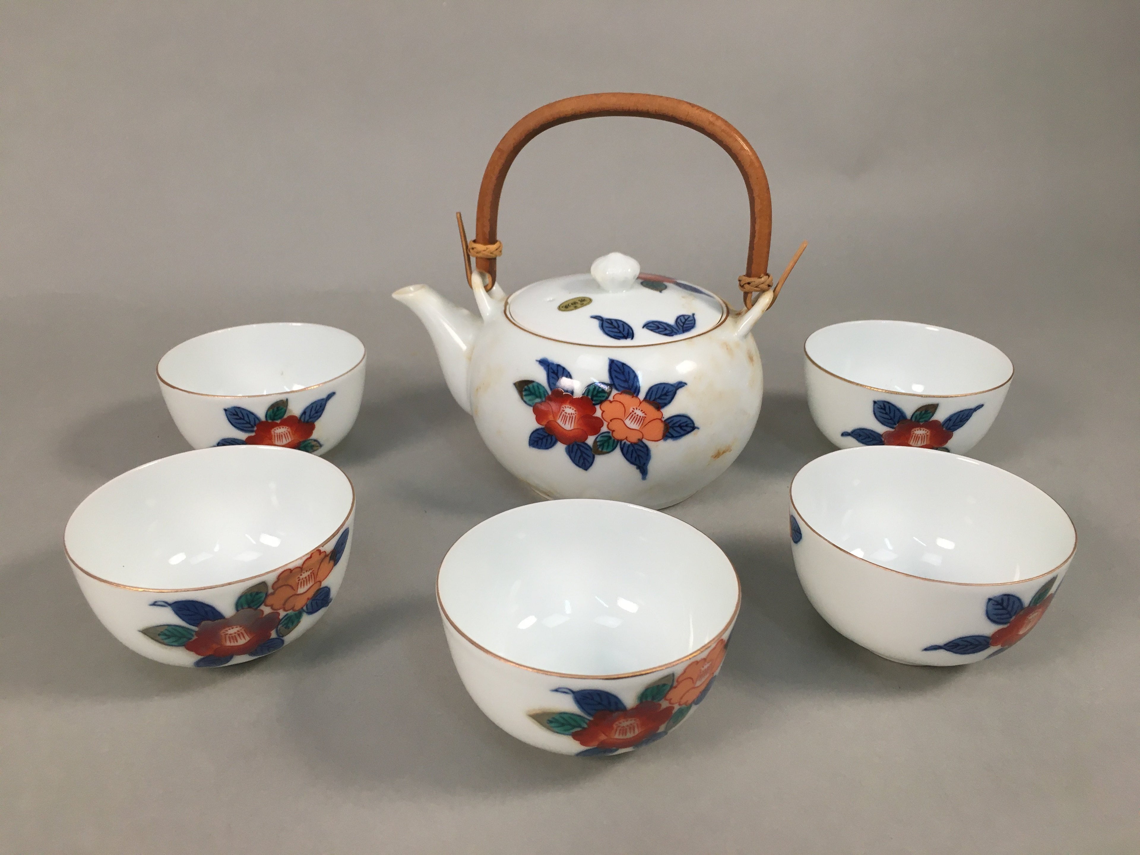 Japanese Porcelain Tea Set Arita ware Cup Pot Vtg Yunomi Kyusu Sencha PX533