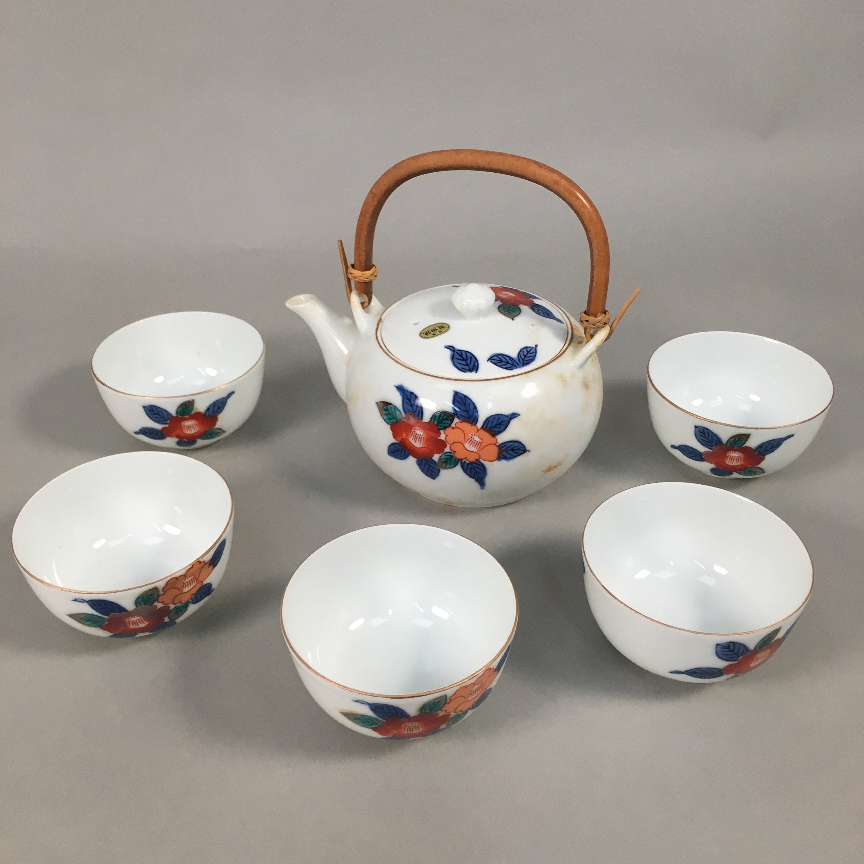 Japanese Porcelain Tea Set Arita ware Cup Pot Vtg Yunomi Kyusu Sencha PX533