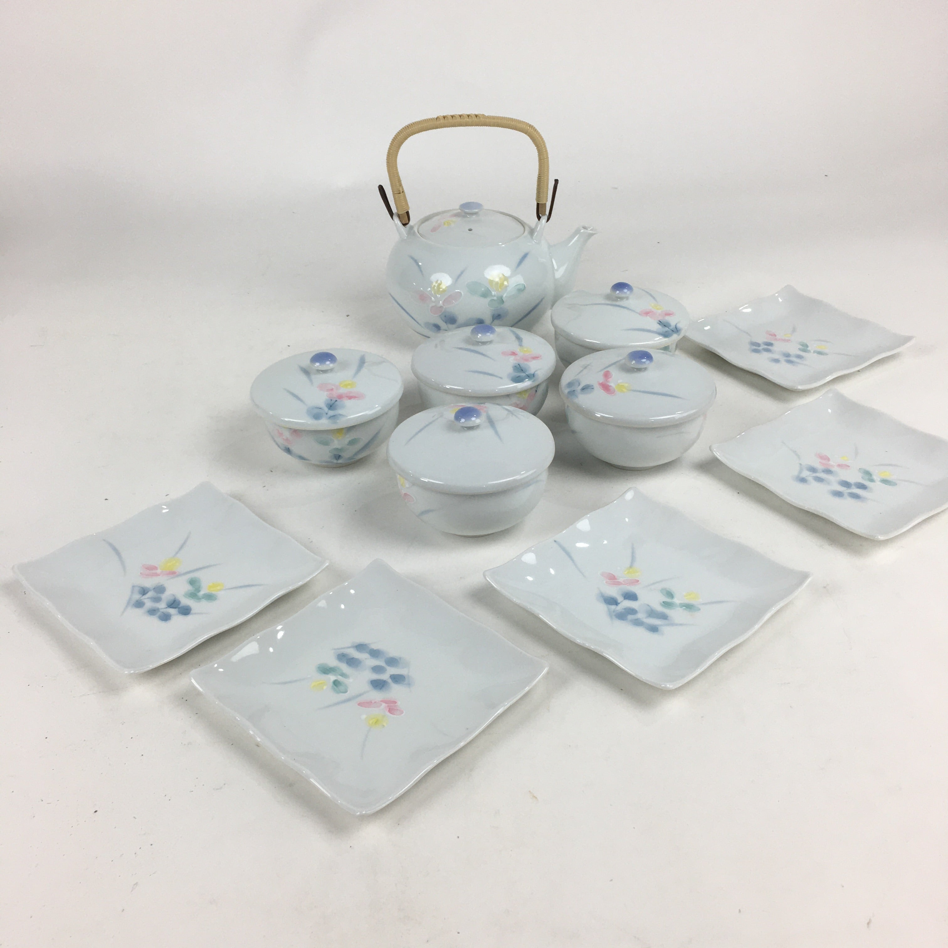 Japanese Porcelain Tea Set Arita ware Cup Pot Vtg Yunomi Kyusu Sencha PX573