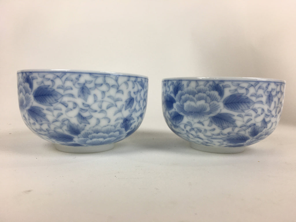 Japanese Porcelain Teacup 5pc Set Vtg Chawan Yunomi White Flower Box PX566