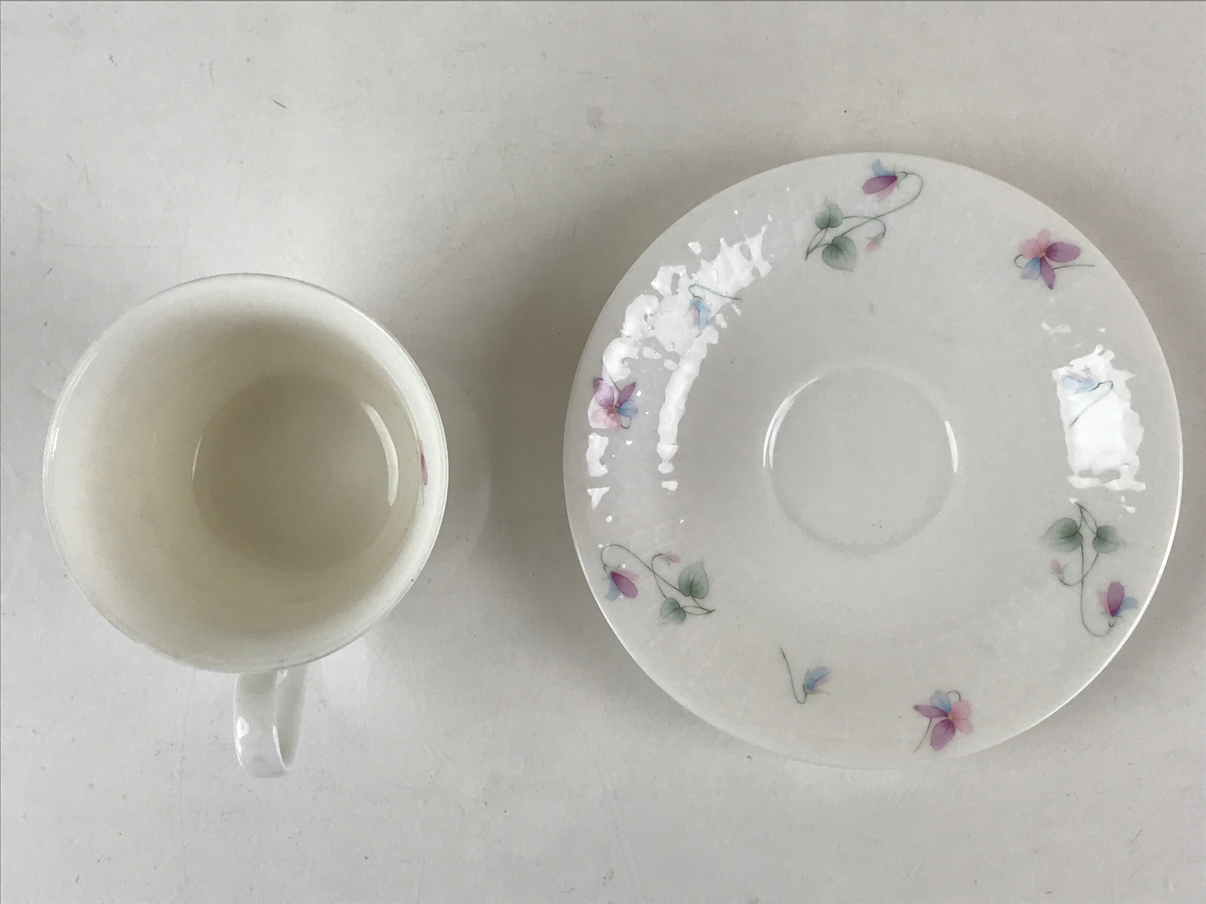 Japanese Porcelain Teacup Mug Saucer Set Vtg Nagoya Ceramic Japan Flower PY248