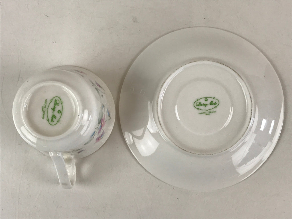 Japanese Porcelain Teacup Mug Saucer Set Vtg Nagoya Ceramic Japan Flower PY248