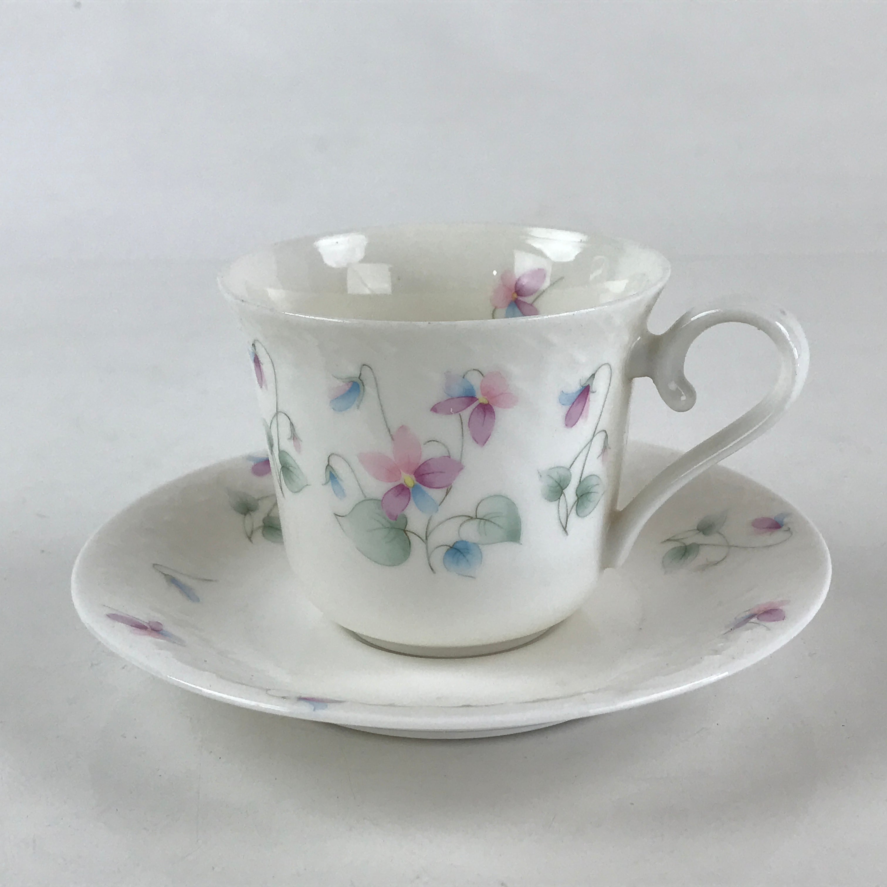 Japanese Porcelain Teacup Mug Saucer Set Vtg Nagoya Ceramic Japan Flower PY251