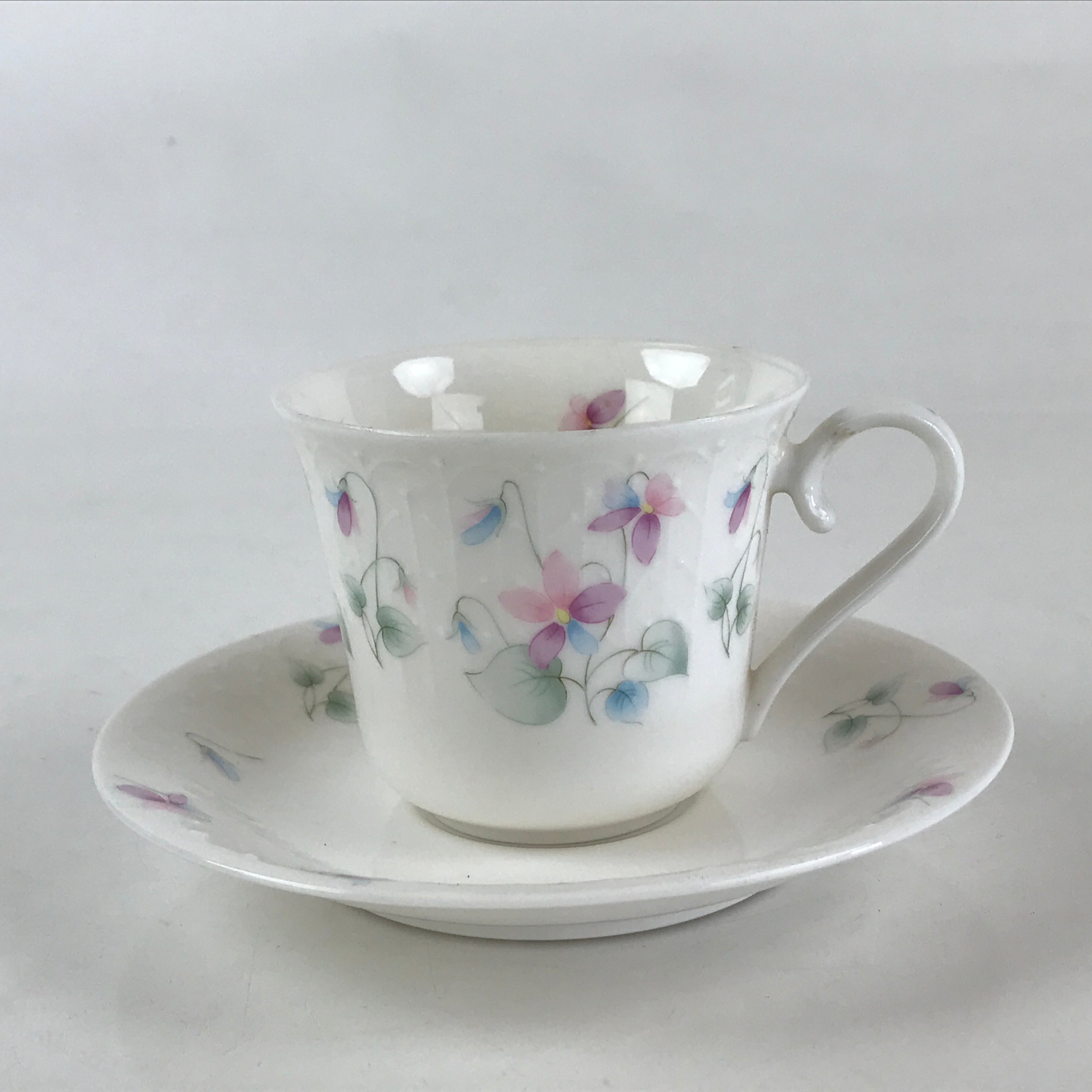 Japanese Porcelain Teacup Mug Saucer Set Vtg Nagoya Ceramic Japan Flower PY252