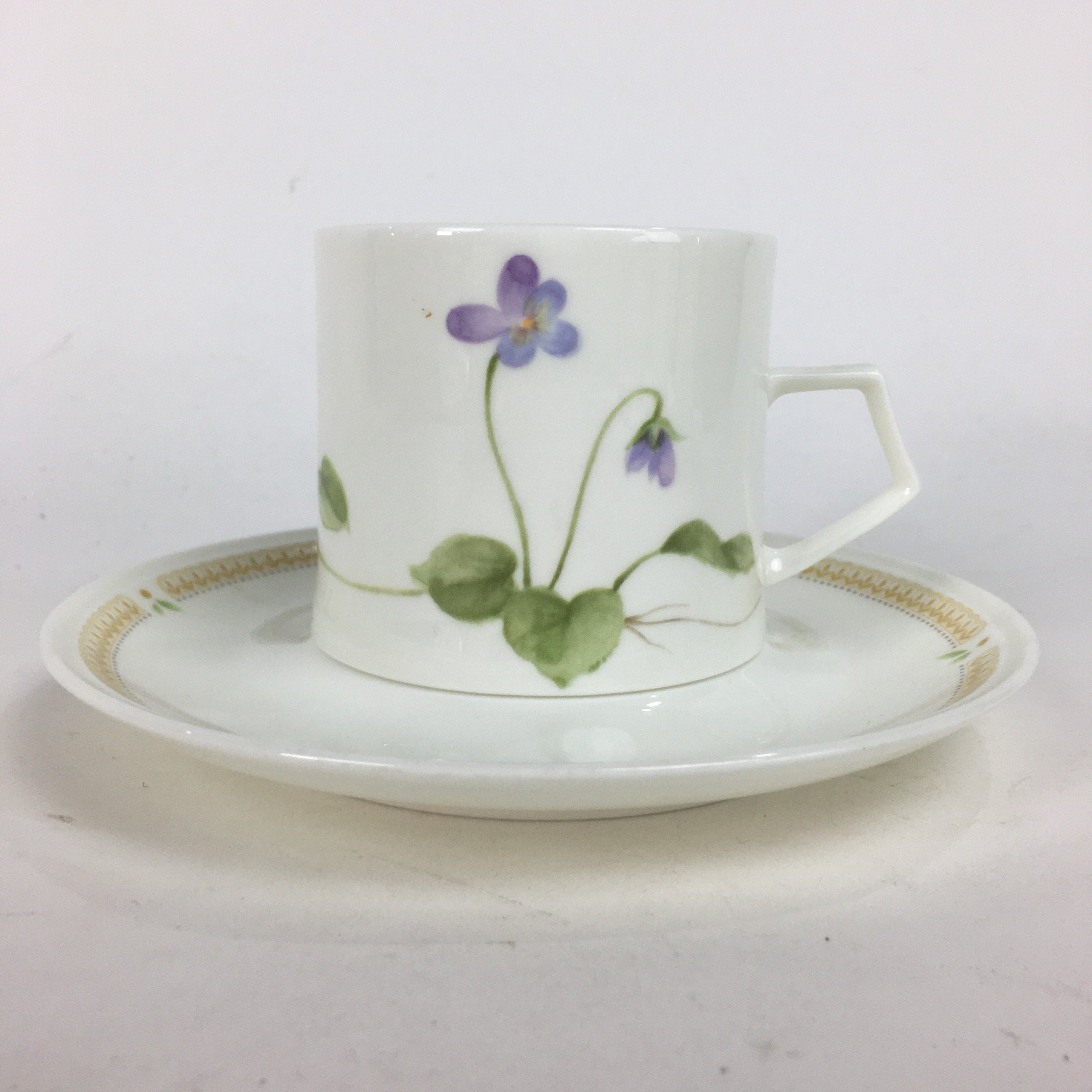 Japanese Porcelain Teacup Mug Saucer Set Vtg Narumi Bone China Flower PP679