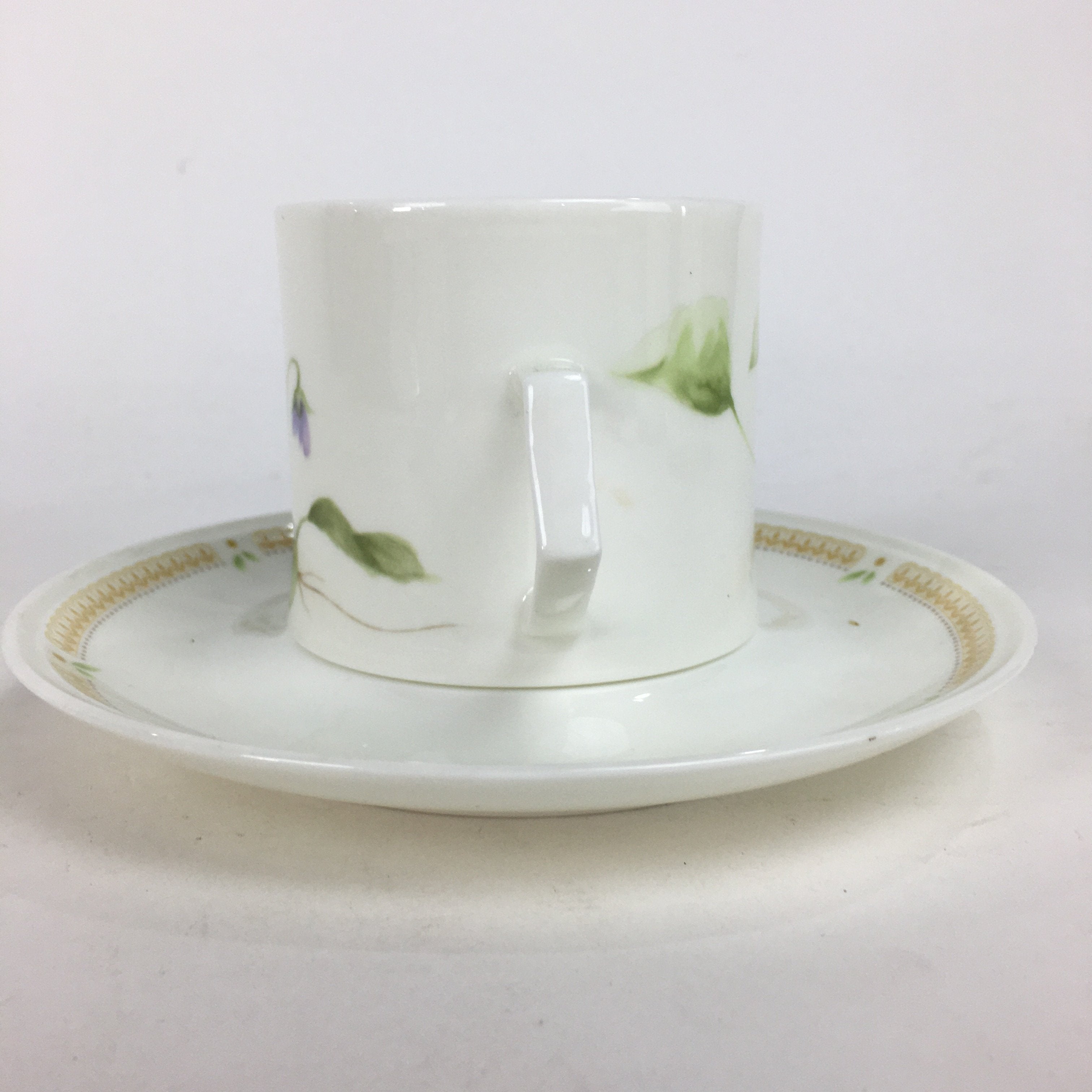 Japanese Porcelain Teacup Mug Saucer Set Vtg Narumi Bone China Flower PP679