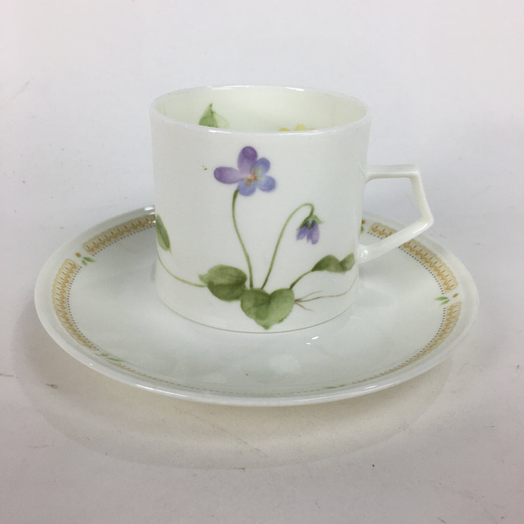 Japanese Porcelain Teacup Mug Saucer Set Vtg Narumi Bone China Flower PP679
